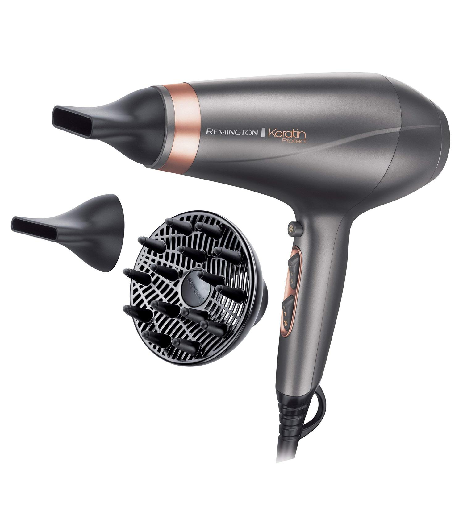 Remington AC8820 Hair Dryer - 2200W 150km/h Keratin & Almond Oil Infused Anti-Frizz Ion Care 3 Styling Attachments - International Shipping Available - Buy Online on GoSupps.com