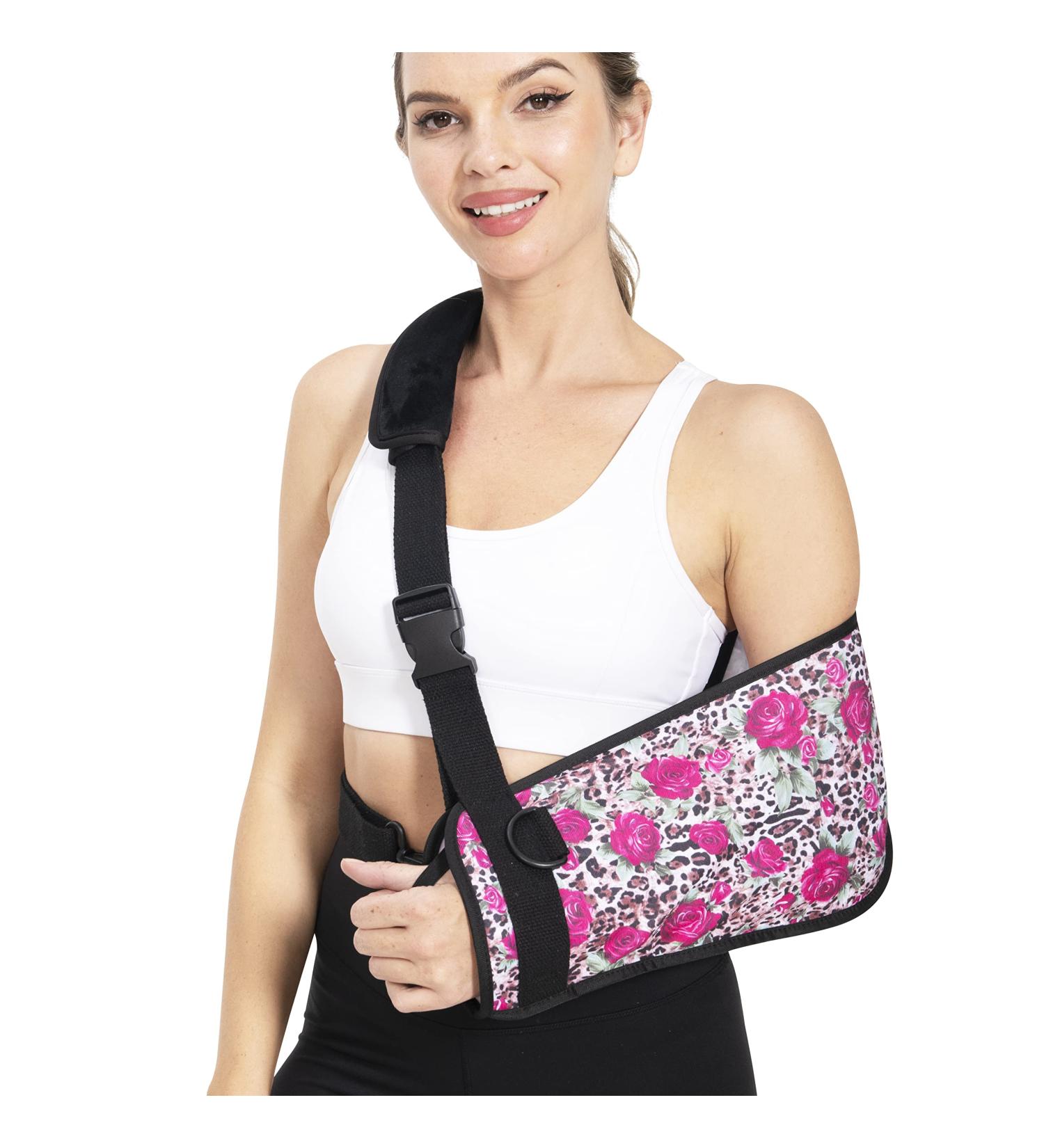 Breathable Arm Sling with Waist Belt | Comfortable Elbow Brace for Women | Ideal for Shoulder & Elbow Injuries | Rose Color - Buy Online on GoSupps.com