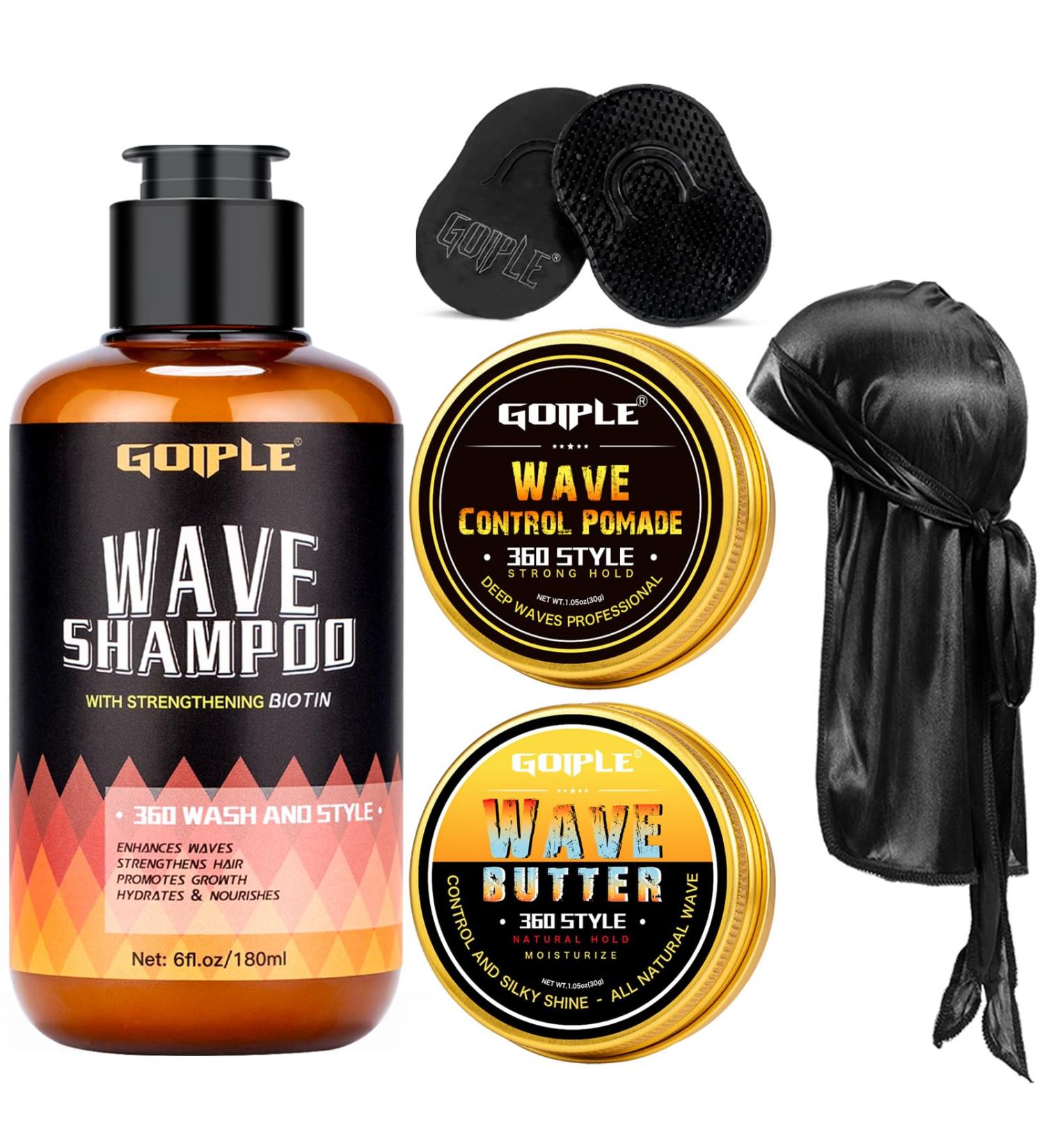 360 Wave Shampoo & Pomade Set | Strong Hold Wave Cream Curved Brush & Silky Durags for Men - International Shipping Available - Buy Online on GoSupps.com
