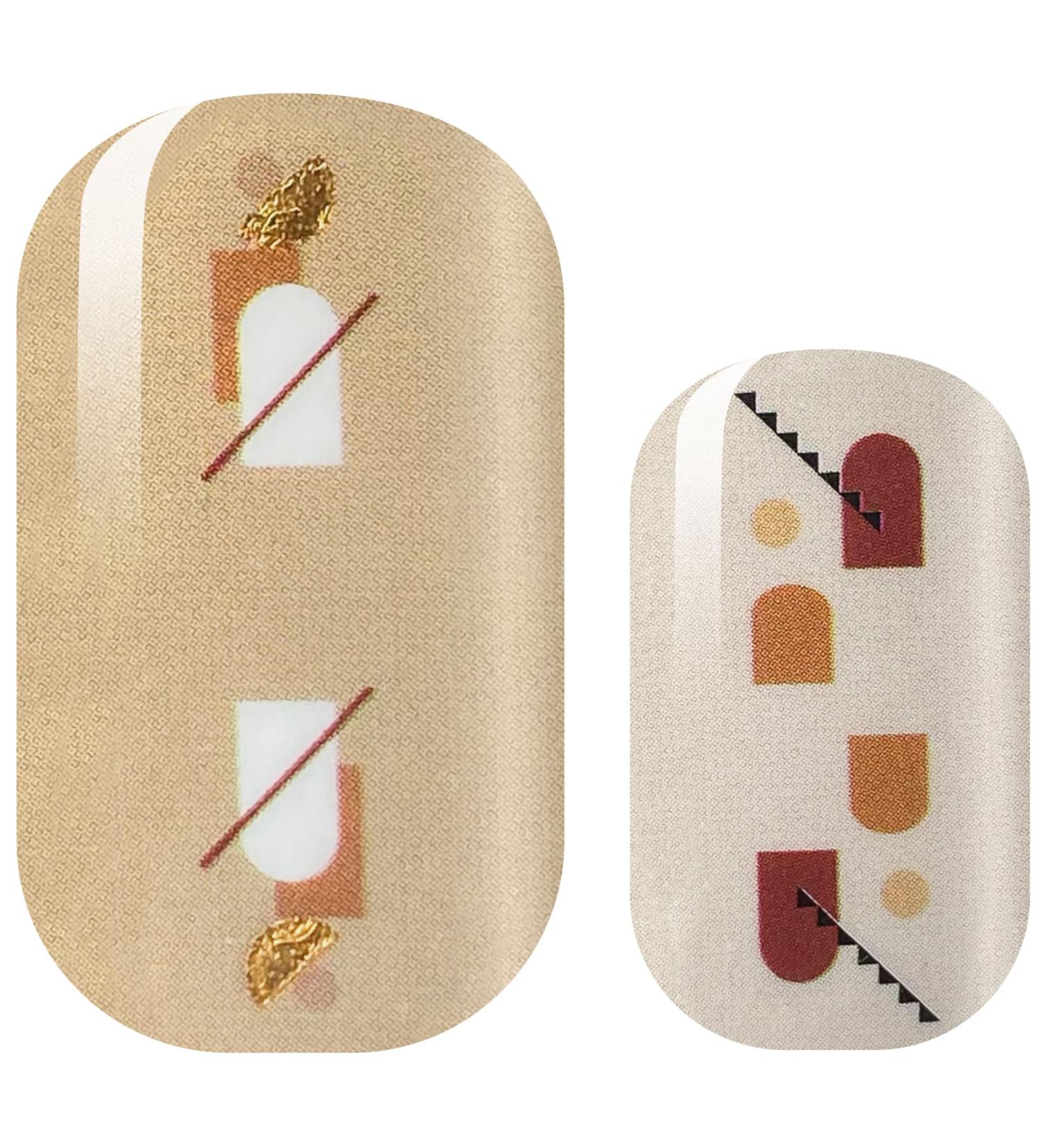 Avoa Beauty Nail Film - Mid Century Magic | Brown Beige White Gold Geometric Nail Art Wraps | 16 Self-Adhesive Long-Lasting Designs for Stunning Nails - Buy Online on GoSupps.com