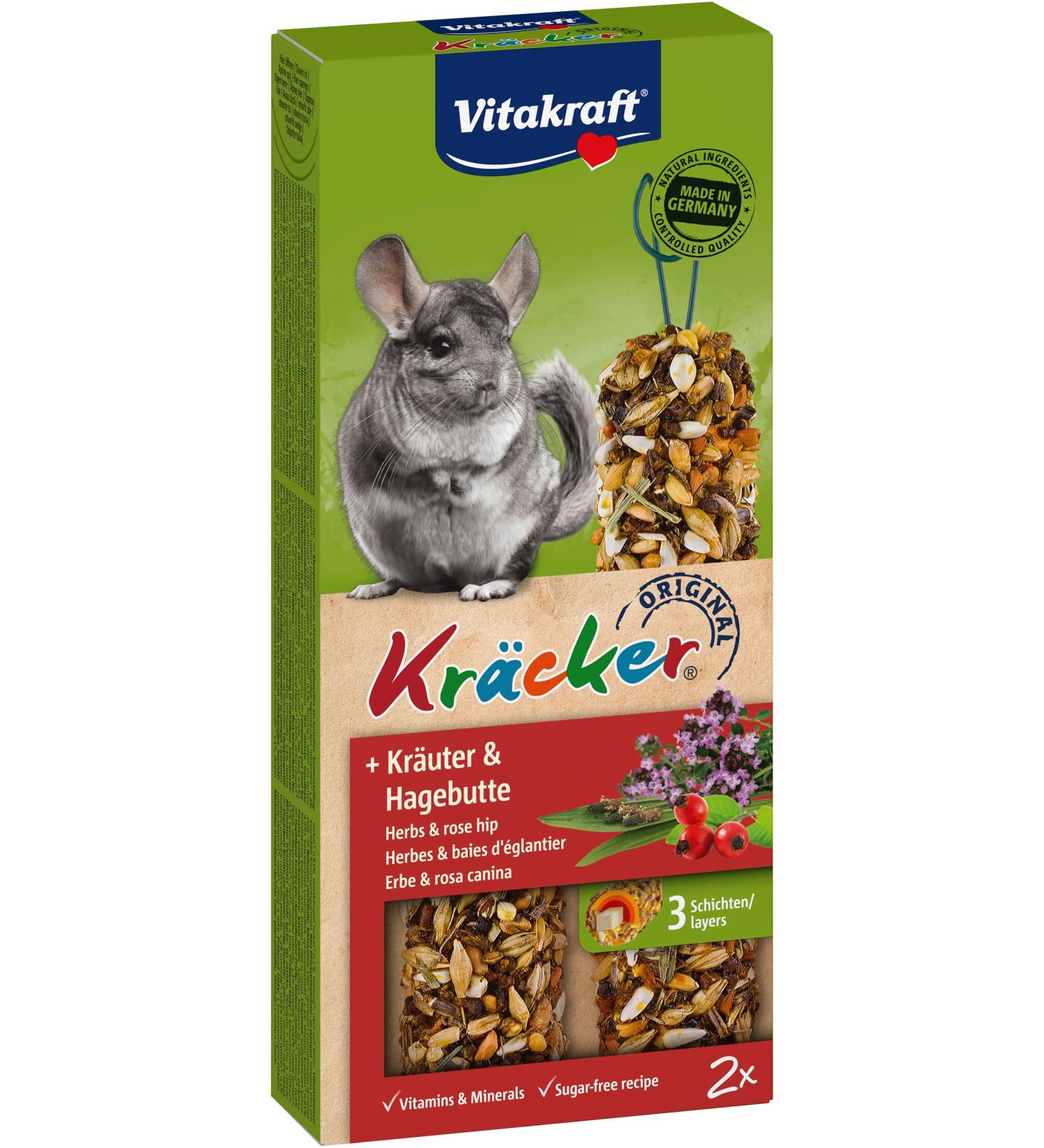 Vitastranger Kr cker - Nibble Bars for Chinchillas | Dental Care Treats with Herbs & Rosehip | Sugar & Grain Free (112g 2 Pieces) - Buy Online on GoSupps.com