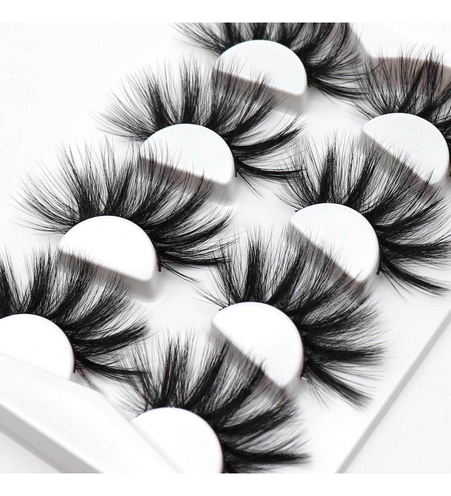 Losha 5D Faux Mink Lashes 25mm - 4 Pairs Pack | Dramatic Fluffy Volume False Eyelashes - Buy Online on GoSupps.com