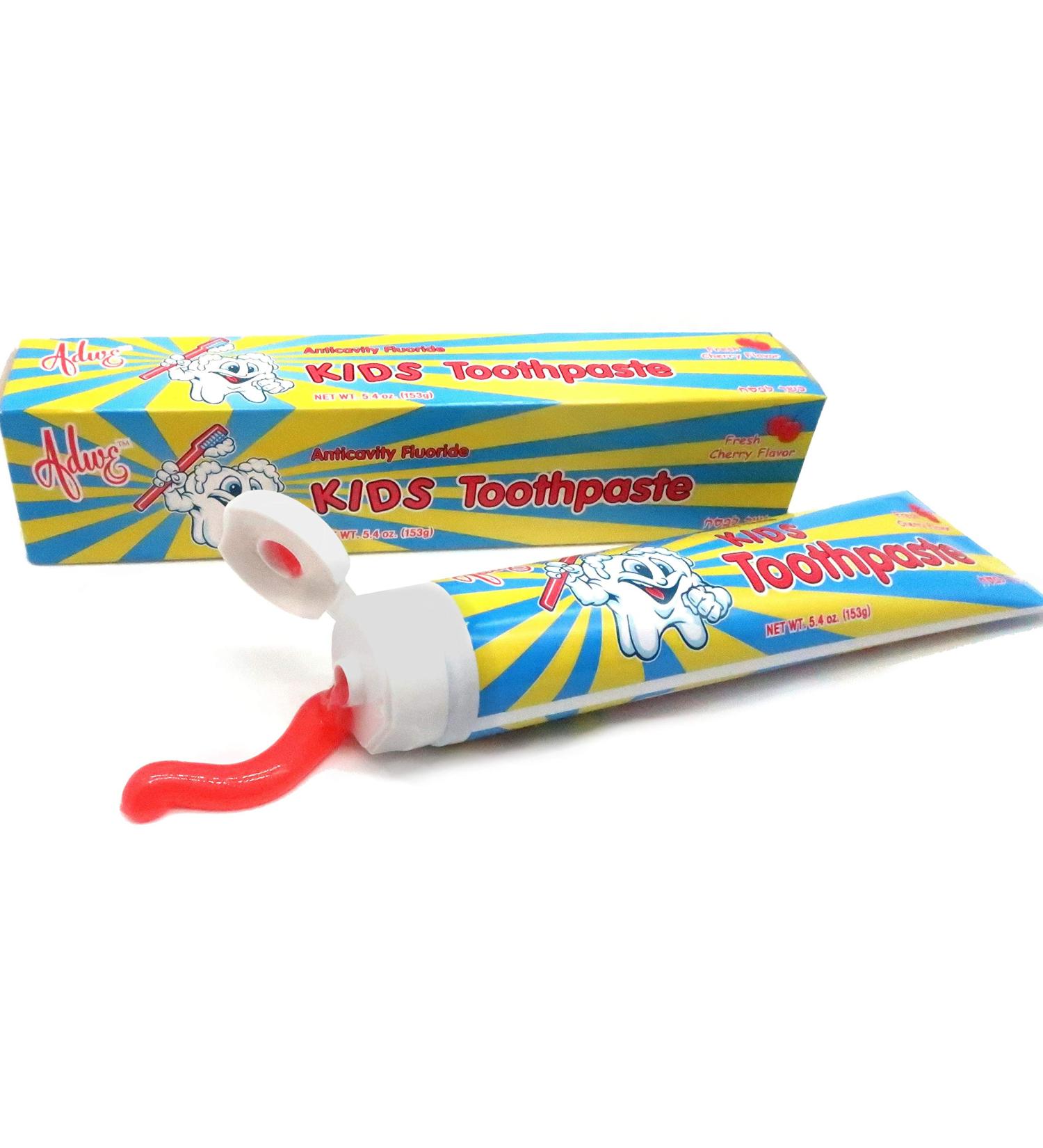 ADWE Labs Cherry Flavor Kids Toothpaste  Anticavity with Flouride  Great Taste to Encourage Good Brushing Habits  Kosher  Free of Animal Derivatives or Grains  Not tested on animals 5.4 Oz