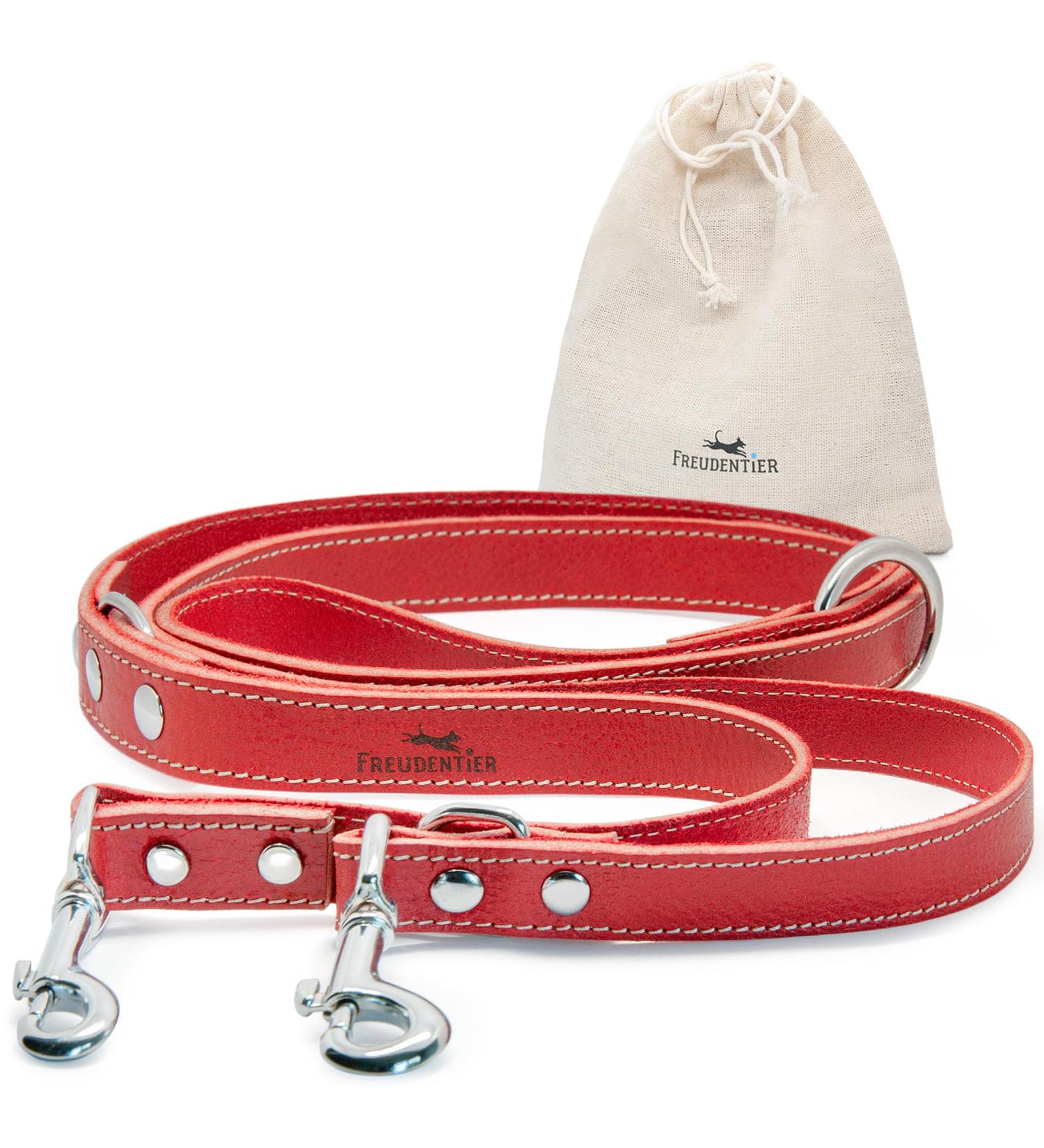 Freudiertier Spicy Red Leather Dog Leash | Adjustable & Stylish | Amstelpark Collection - Made in Holland (25mm Wide) - Buy Online on GoSupps.com
