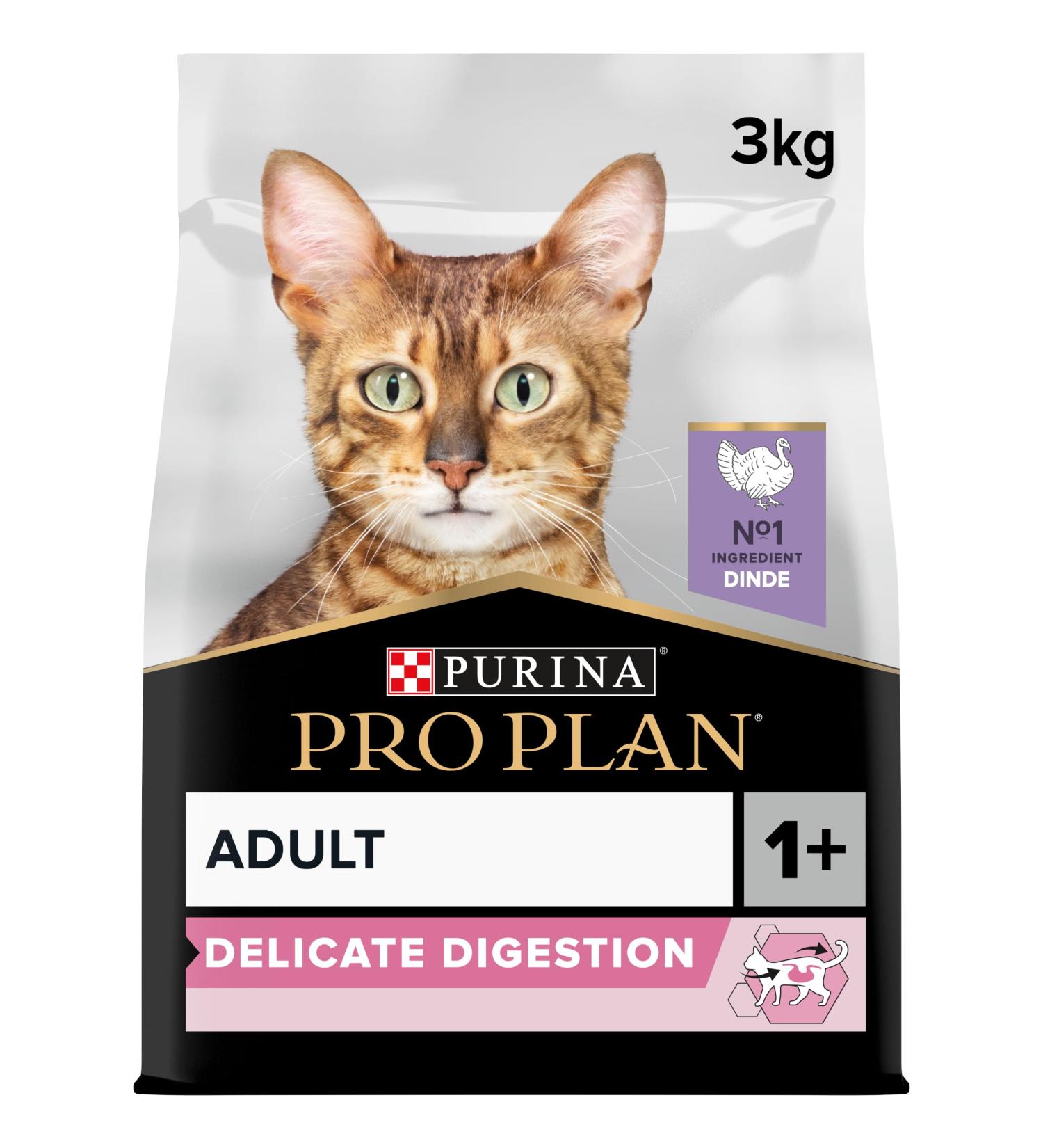 PRO PLAN Adult 1+ Delicate Digestion Turkey Dry Cat Food 3kg - Buy Online on GoSupps.com