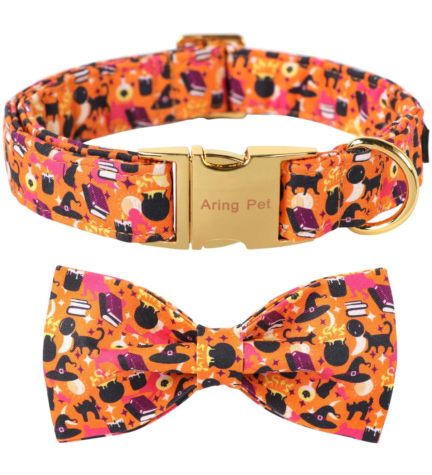 Aring Pet Halloween Dog Halison - Sweet Orange Festival Neck Strap with Bow | Adjustable Cotton for Medium Dogs | Pack of 1 - Buy Online on GoSupps.com