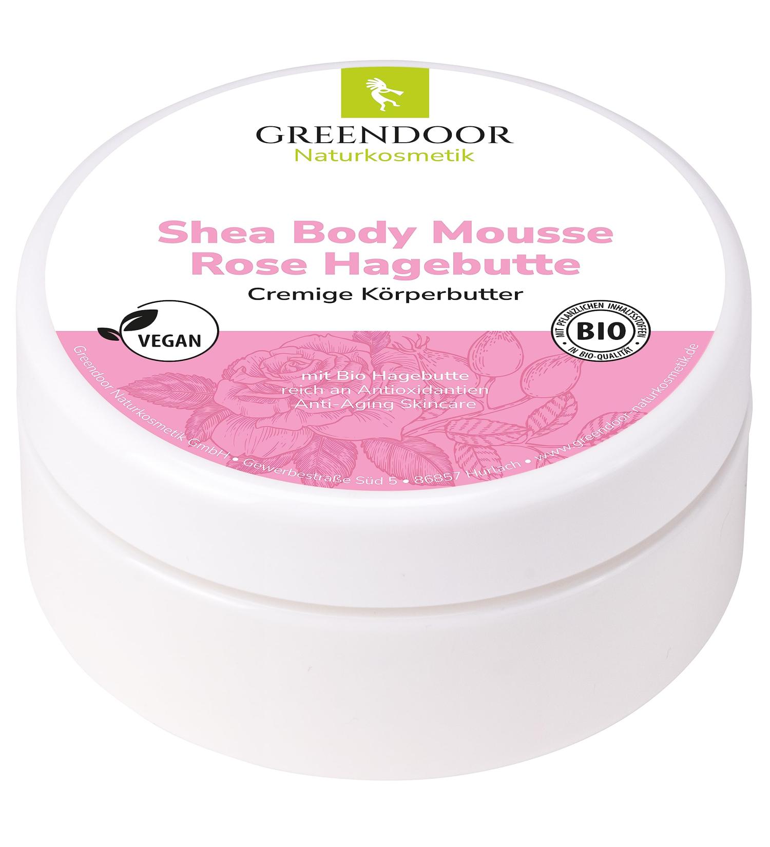 Greenendoor Vegan Body Butter BodyMousse Rosehip 200ml | Organic Shea Butter & Natural Skin Care Cream - Buy Online on GoSupps.com