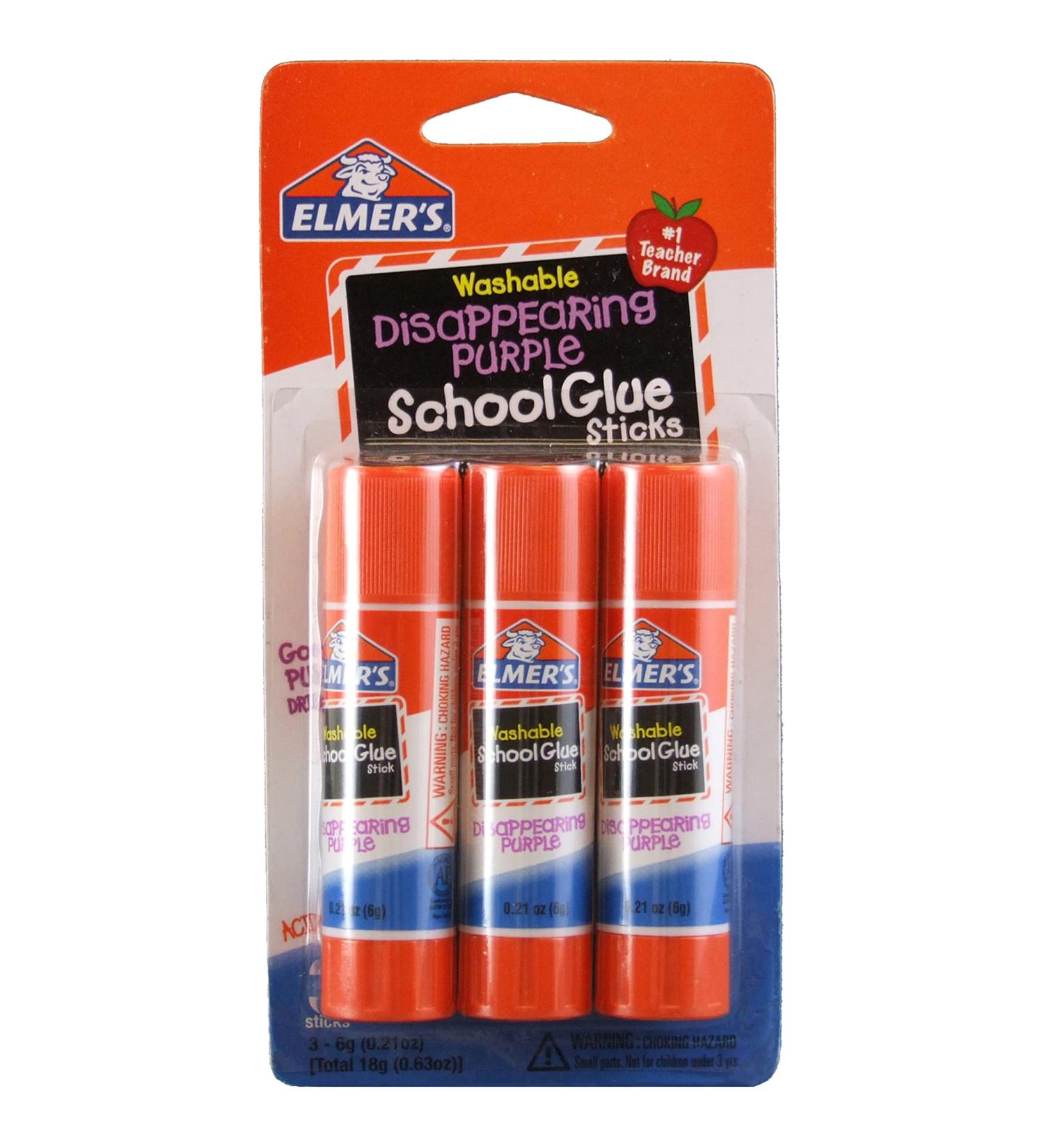 Elmer's Washable Dissappearing Purple School Glue Sticks 3 Pack 6 grams Each (E520) - Buy Online on GoSupps.com