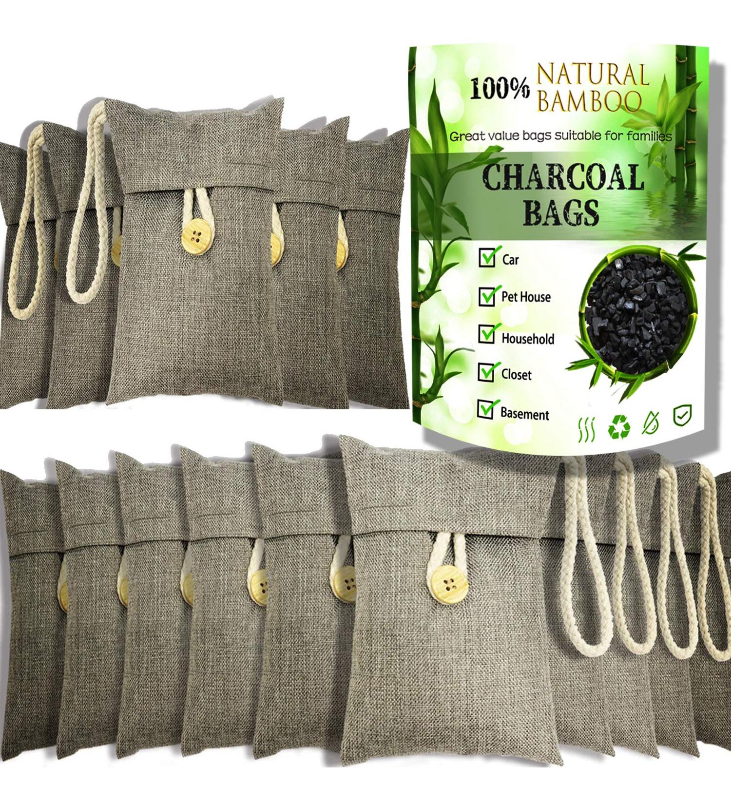 Activated Bamboo Charcoal Bags Odor Absorber - 15 Pack 100g - Home, Car, Closet, Shoe, Basement, Pet Safe Air Purifying Bag - Natural Eliminator & Freshener - Buy Online on GoSupps.com