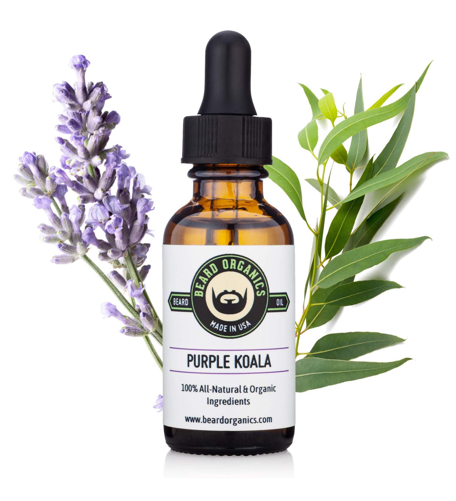 Buy Beard Organics Purple Koala Beard Oil - Eucalyptus & Lavender | Premium Organic Beard Care for Men | International Shipping Available - Buy Online on GoSupps.com