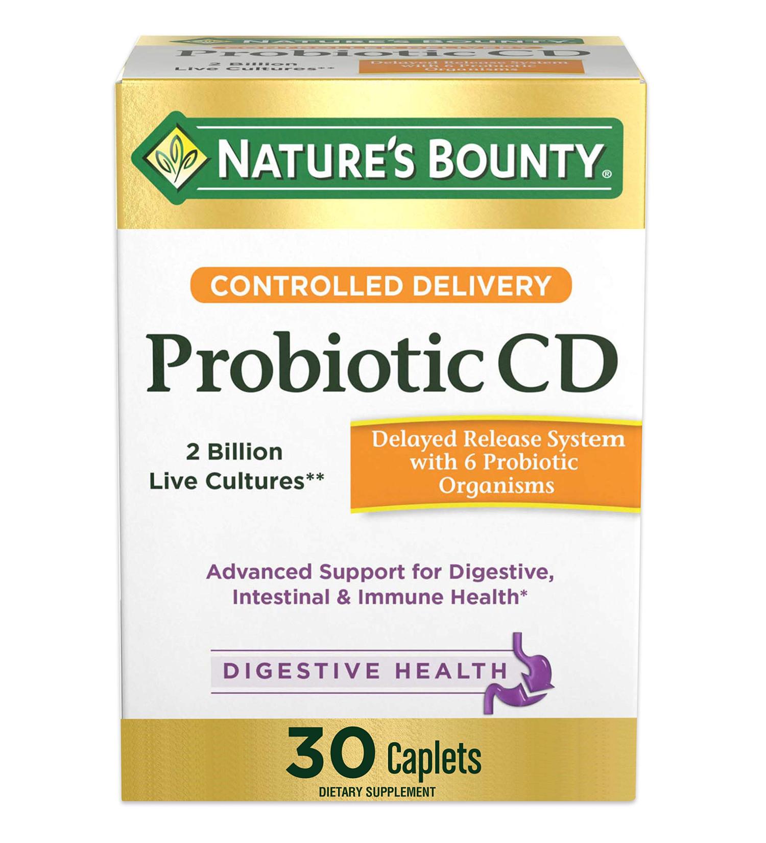 Nature's Bounty Controlled Delivery Probiotic Caplets - Digestive & Immune Health Support (30 Count) - Buy Online on GoSupps.com