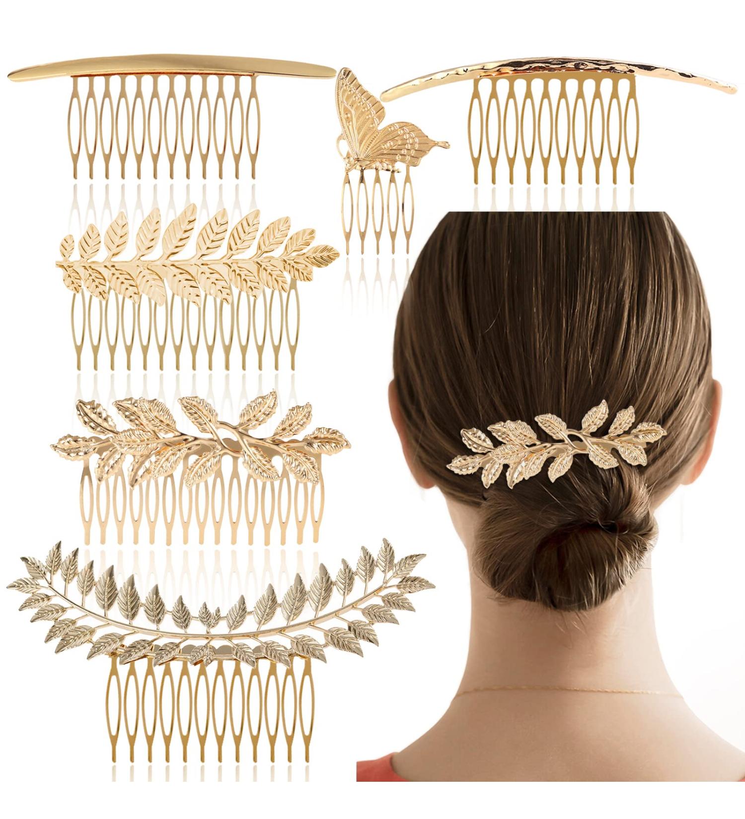 6-Pack Vintage Hair Side Combs for Women & Girls - Bridal Golden Decorative Clips for French Twist & Hair Accessories - Buy Online on GoSupps.com