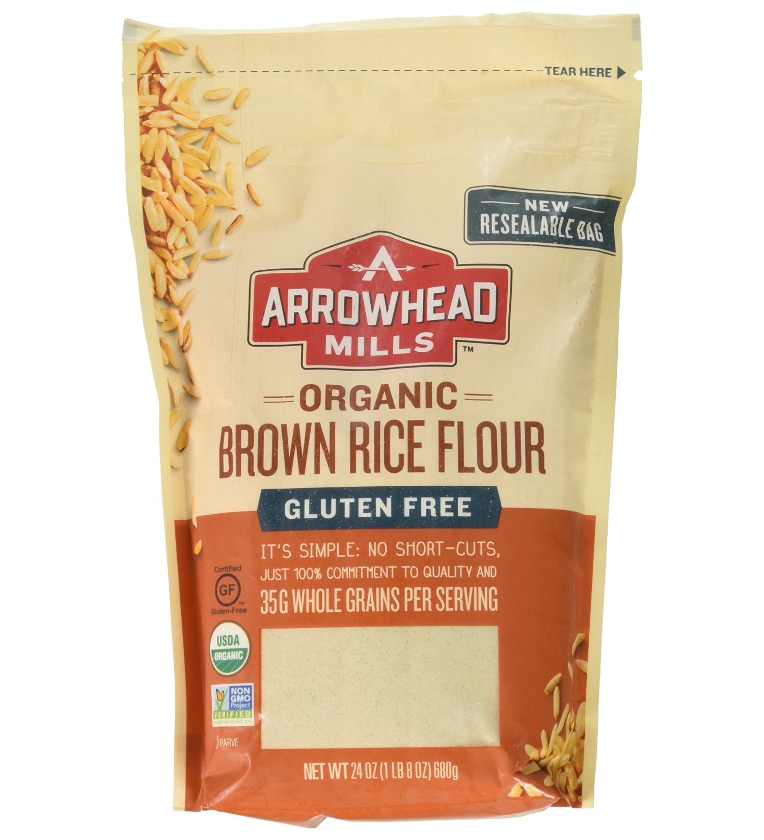 Arrowhead Mills Organic Gluten-Free Brown Rice Flour - 24 oz | Healthy Baking & Cooking - Buy Online on GoSupps.com