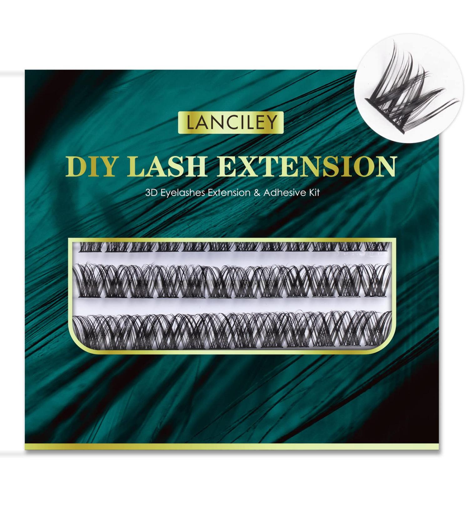 Lanciley 60pcs Individual Cluster Lashes with Glue Super Thin Band C/CC/D Curl 10-16mm - Reusable DIY Eyelash Extensions - Smile Style Black - Buy Online on GoSupps.com