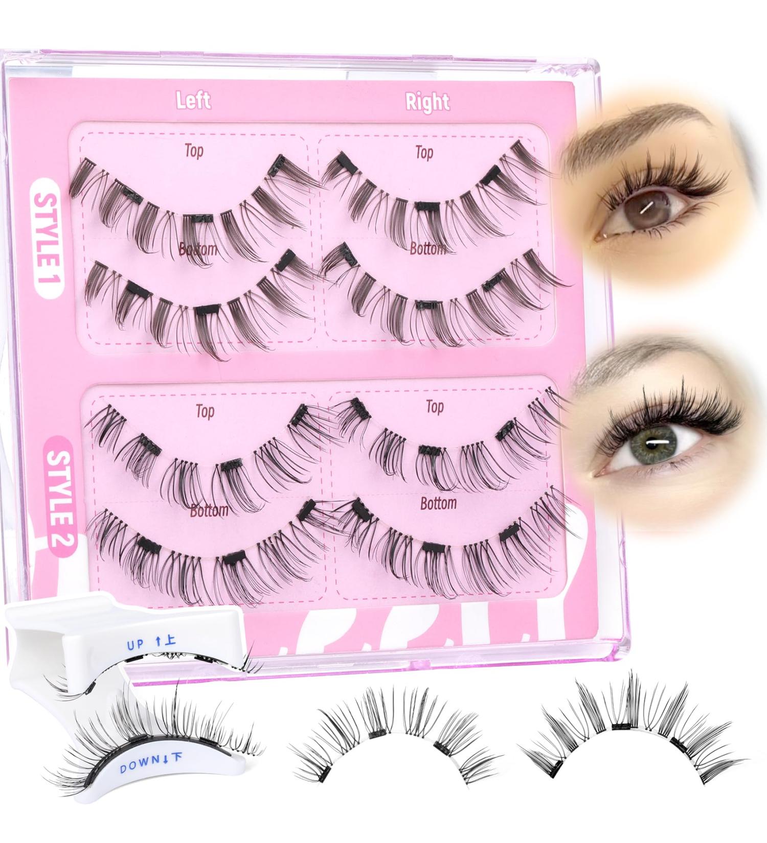 Buy Magnetic Eyelashes Kit - Natural Wispy No Glue - 2 Pairs with Applicator - Easy Wear False Lashes - Buy Online on GoSupps.com