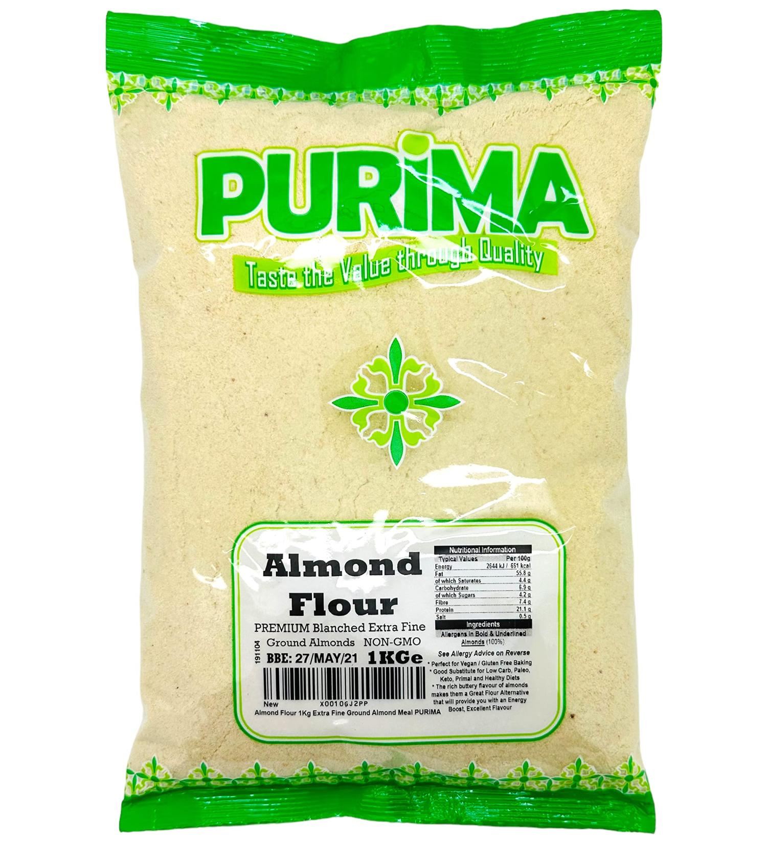 Premium Almond Flour 1KG - Finely Ground, Natural & Blanched Low Carb, Gluten Free for Baking - PURIMA 1kg Pack - Buy Online on GoSupps.com