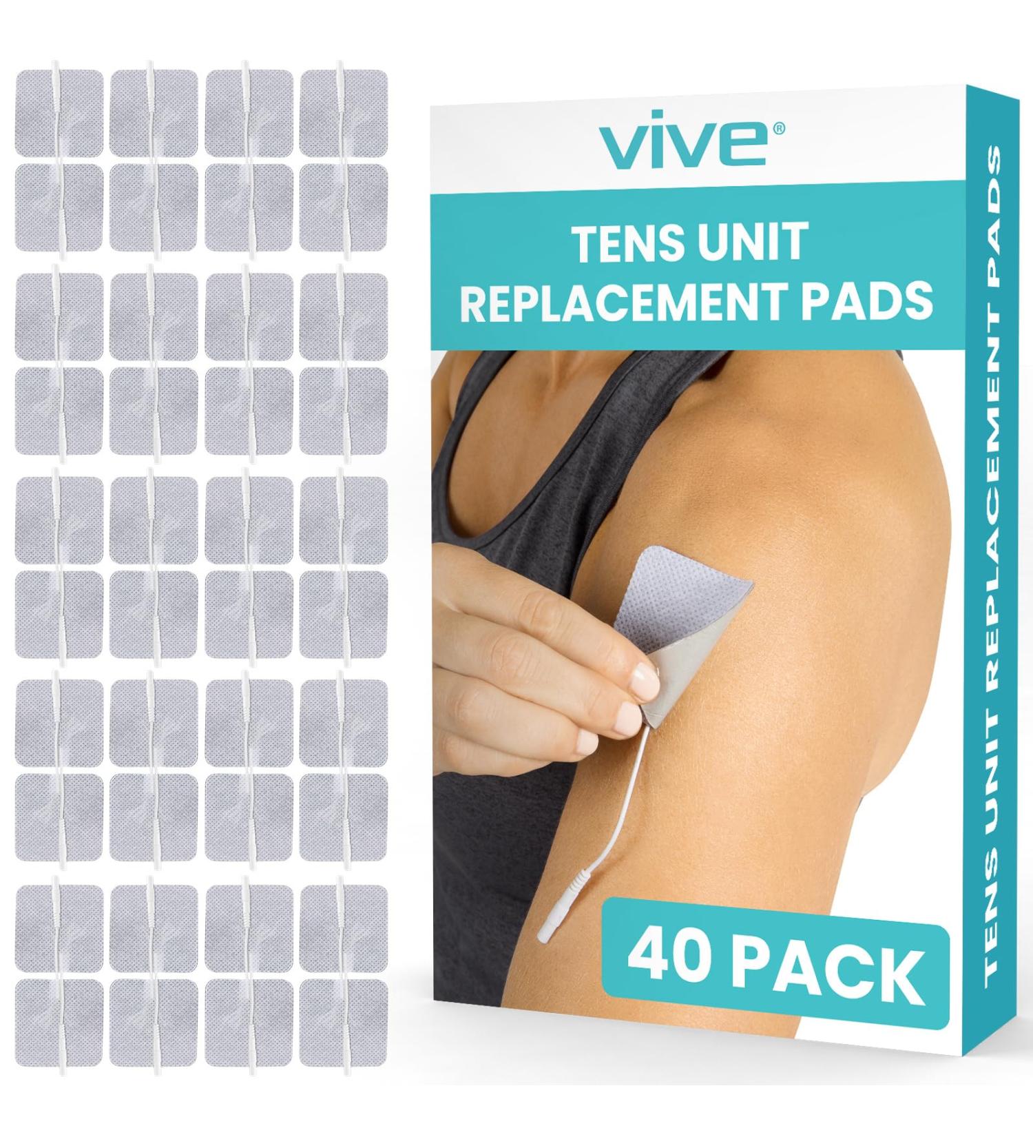 Vive Tens Unit Replacement Pads - 40 Pack Reusable Electrode Pads for Muscle Stimulation & Electrotherapy - Fits Most Devices - Buy Online on GoSupps.com