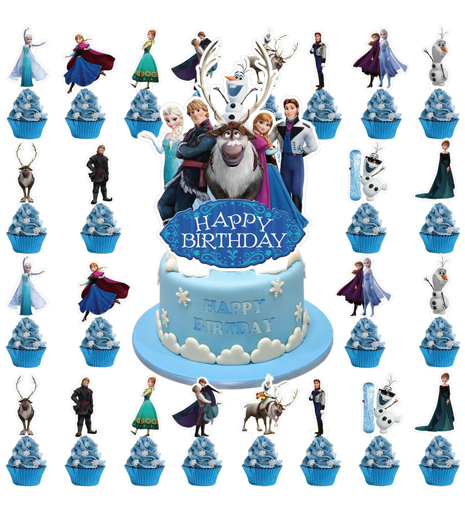 37 Pieces Cake Topper Themed Party Supplies Cupcakes Kids Birthday Decorations Snow Princess Cake Decorations for Cartoon Party Supplies Decor - Buy Online on GoSupps.com