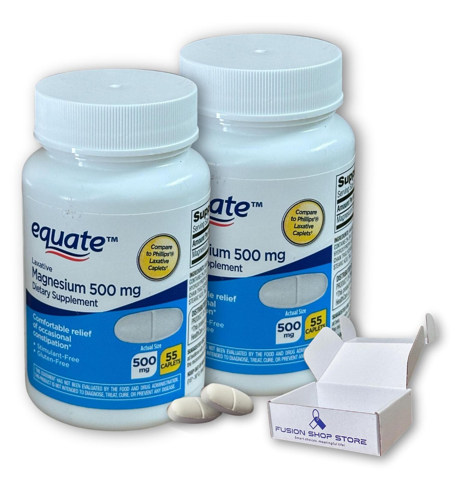 Magnesium for Constipation- 500mg Citrate 55 caplets Digestive Support Laxative (Pack of 2) Boxed by Fusion Shop Store - Buy Online on GoSupps.com