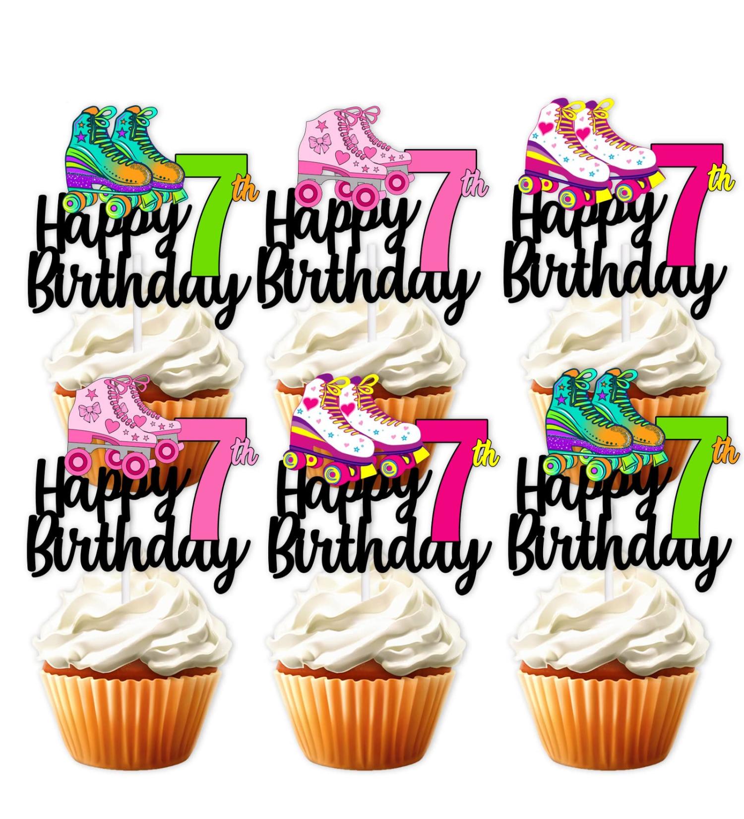 S-HuaP-07Ice Cream Fruit Dessert Cupcake Topper Colorful Glitter Happy Birthday Sensory Pop Game Theme Decor Supplies Baby Shower Boys Girls Birthday Party Decorations - Buy Online on GoSupps.com