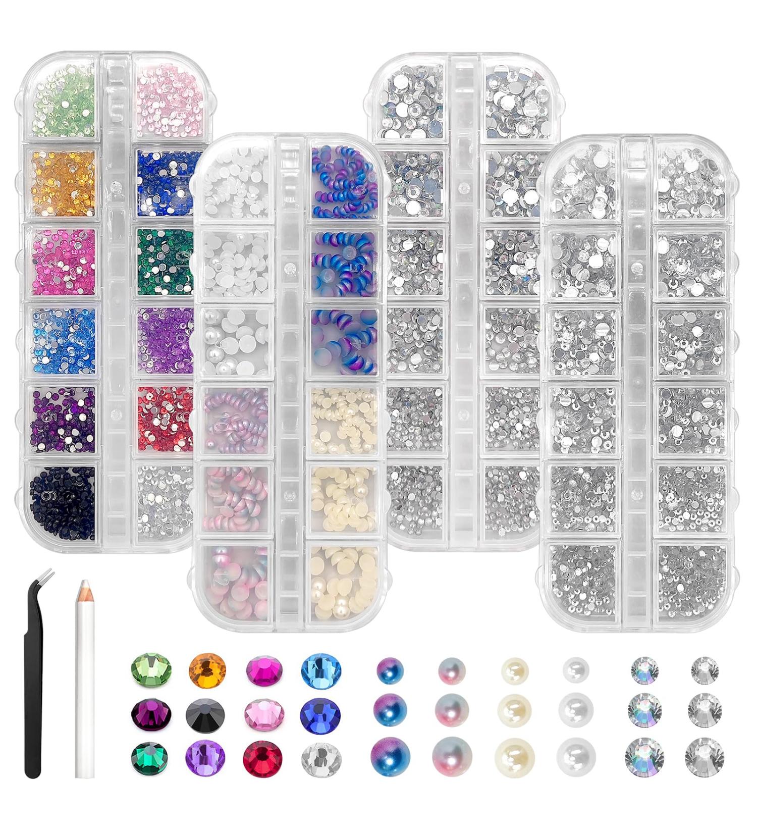 Kisvic Rhinestones for Nails 6800 Pieces Rhinestones Glitter Stones Nails Crystal Nail Stones with Tweezers and Pen for Nail Clothing DIY - Buy Online on GoSupps.com