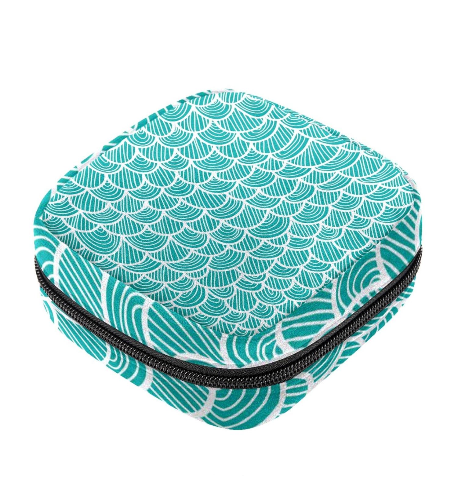Fish Scales Pattern Sanitary Napkin Storage Bag - Portable Period Kit for Women, Teen Girls - Menstrual Cup Pouch & Tampon Bags - Color 7 - Buy Online on GoSupps.com