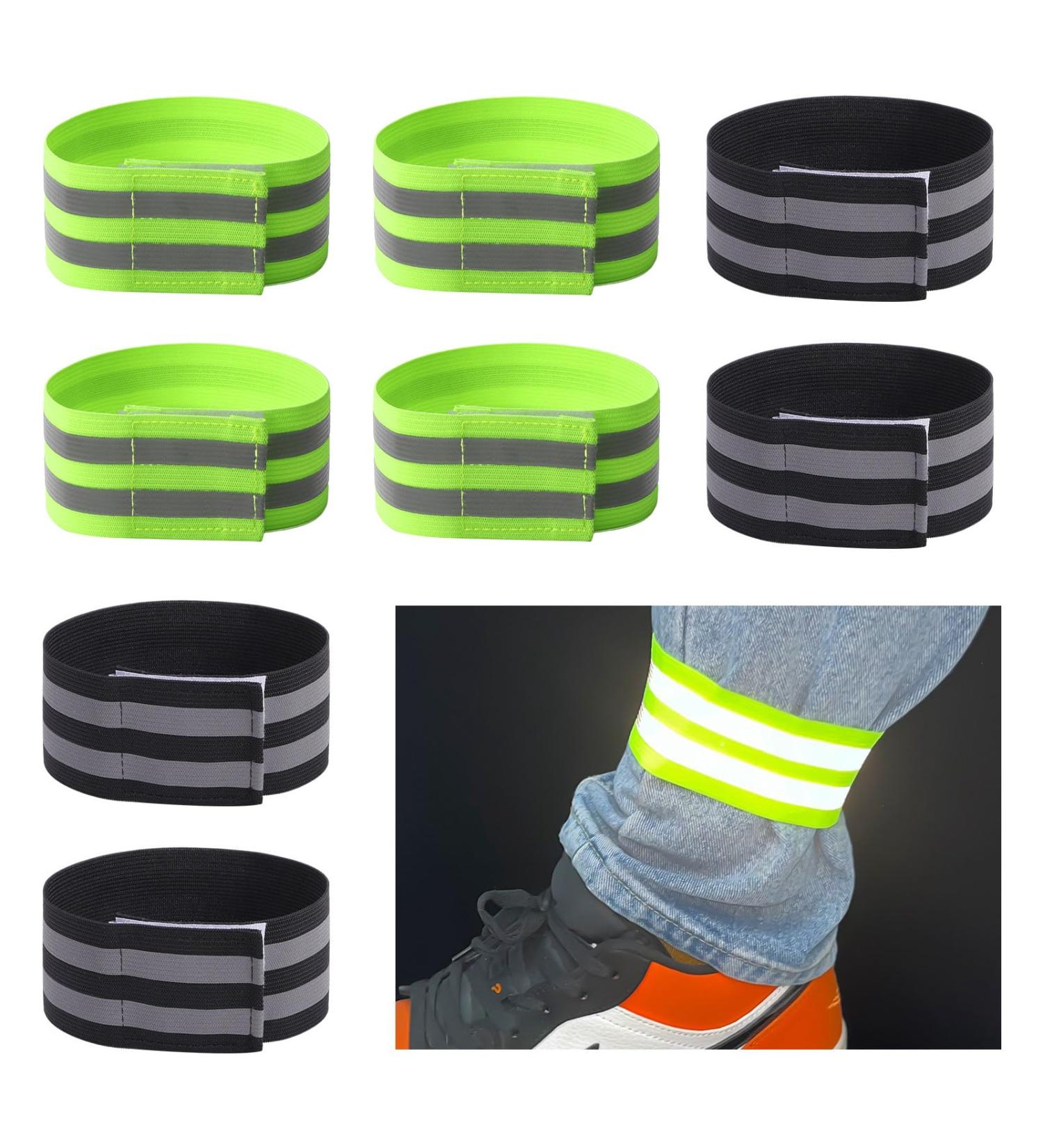 Partideal 8-Piece Reflective Ligaments Stripes Pants Clip - Elastic Reflector Straps for Cycling & Jogging - Green & Black - Buy Online on GoSupps.com