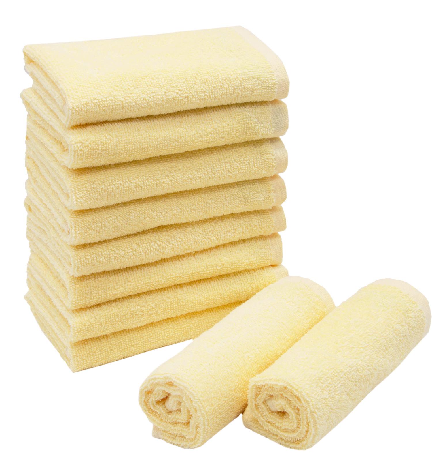 Zollner 10 Set Soft Cotton Washcloths - 30x30 cm Yellow Hotel Quality Towel with Hanger - Strong & Washable up to 60 C - Ideal for Home & Travel - Buy Online on GoSupps.com