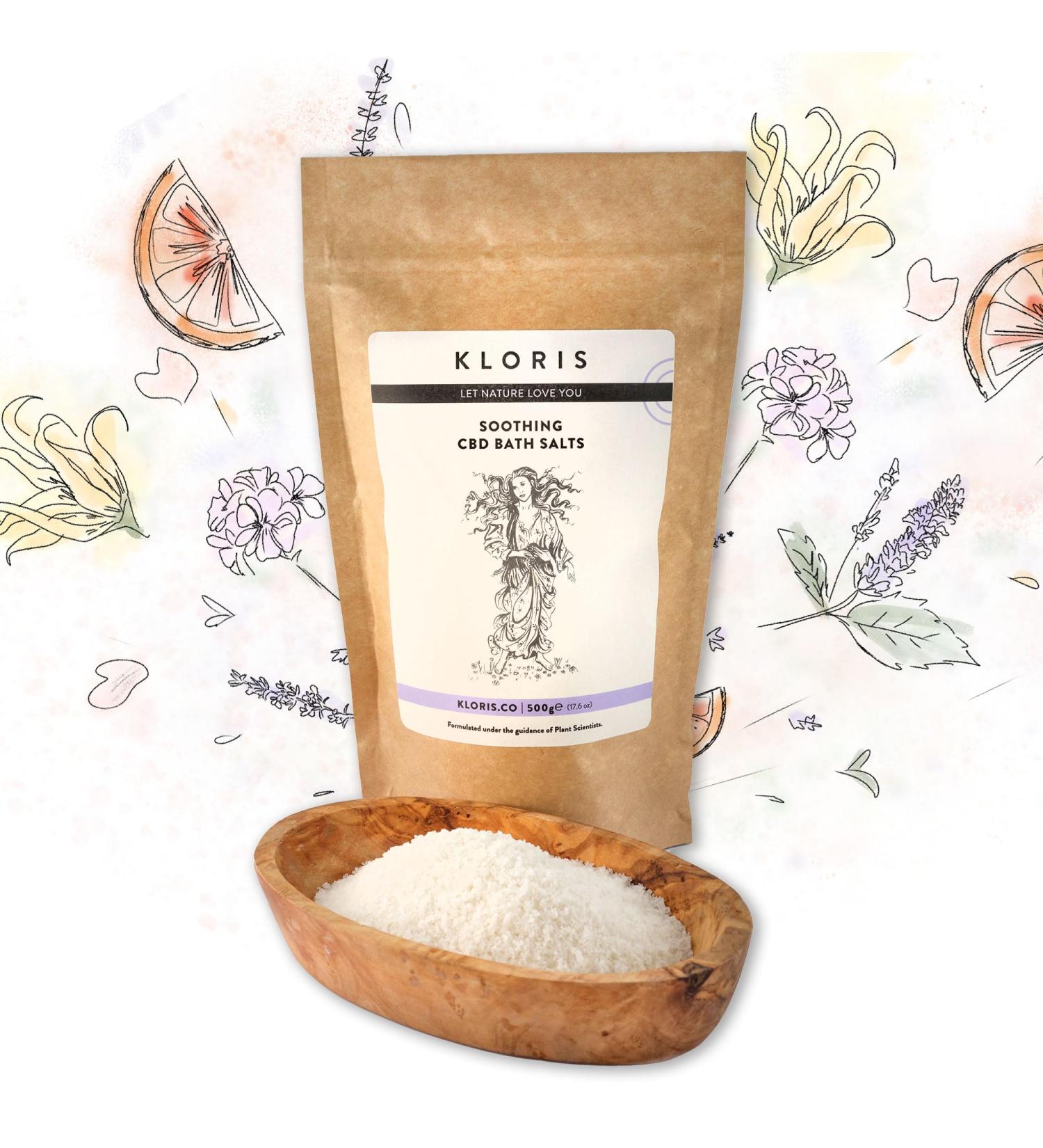KLORIS Soothing CBD Bath Salts (500g Bag with 1000mg CBD) - Buy Online on GoSupps.com