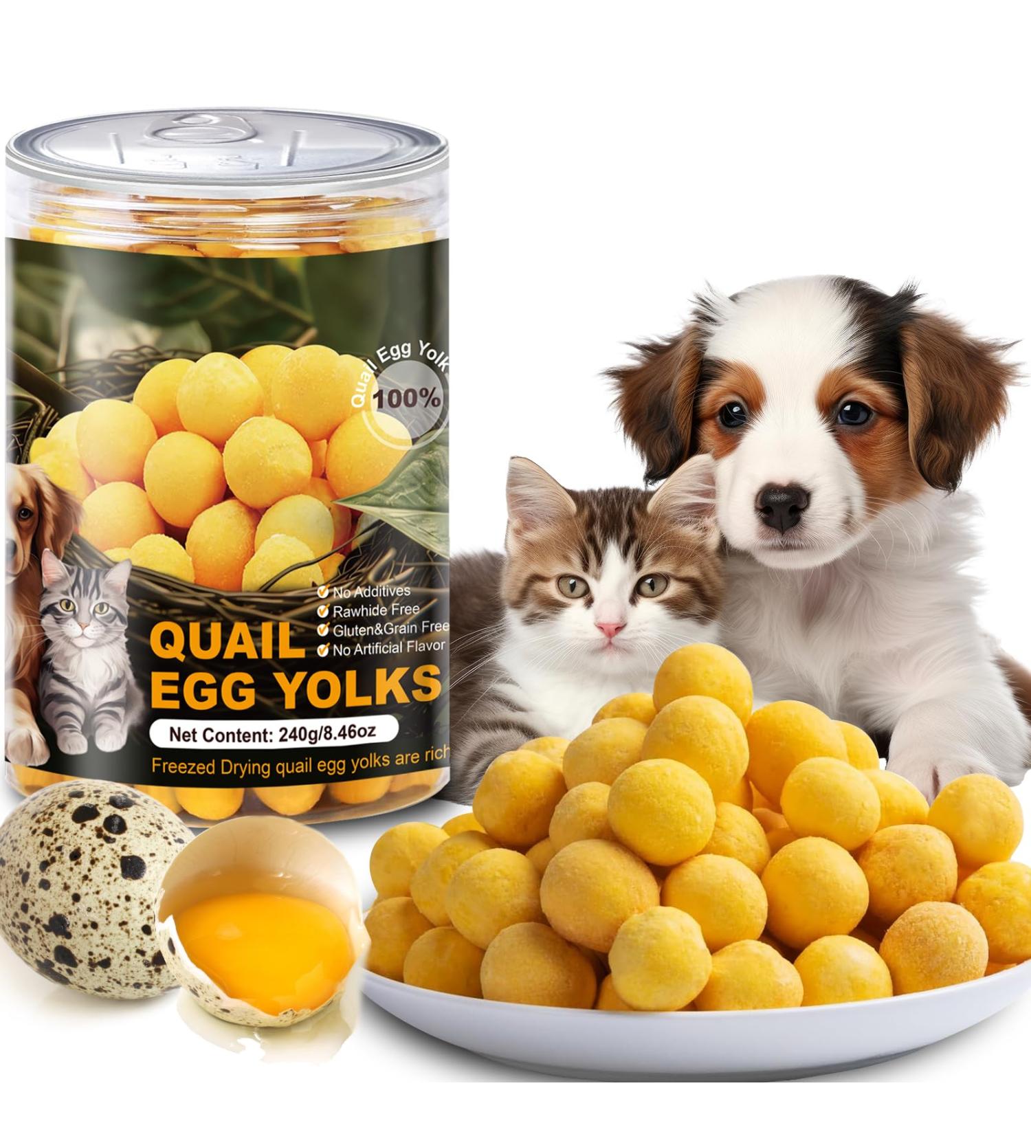 Freeze-Dried Quail Egg Yolk for Cats and Dogs Training 240g Healthy Tasty Freeze-Dried Pet Food Limited Ingredient Quail Egg Yolk Natural High Protein Pet Treats Snacks for Dogs Cats - Buy Online on GoSupps.com