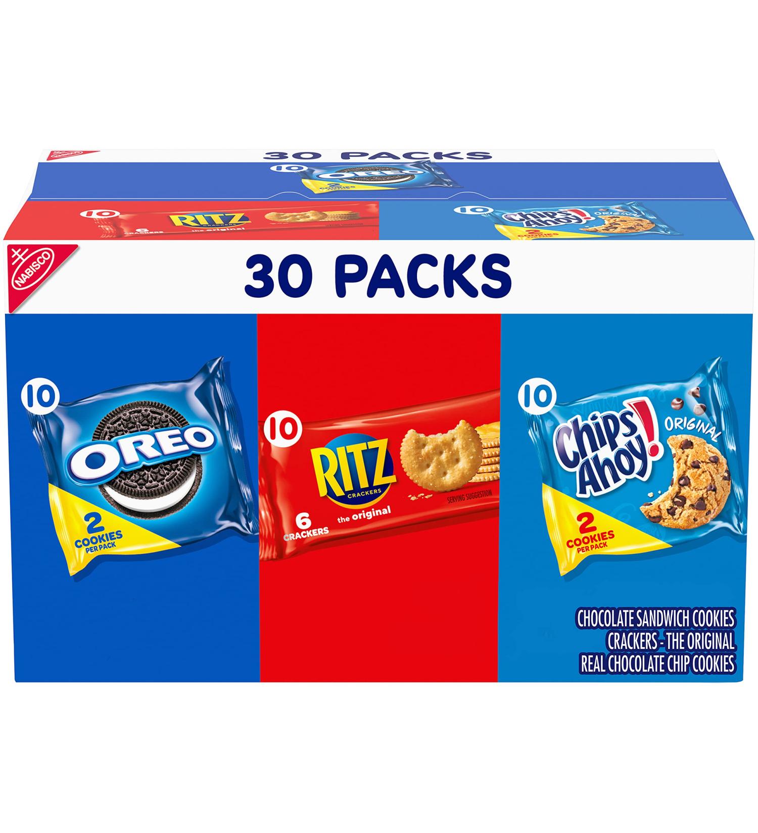 Nabisco Cookies & Cracker Variety Pack - OREO, RITZ, CHIPS AHOY! - 30 Snack Packs - Buy Online on GoSupps.com