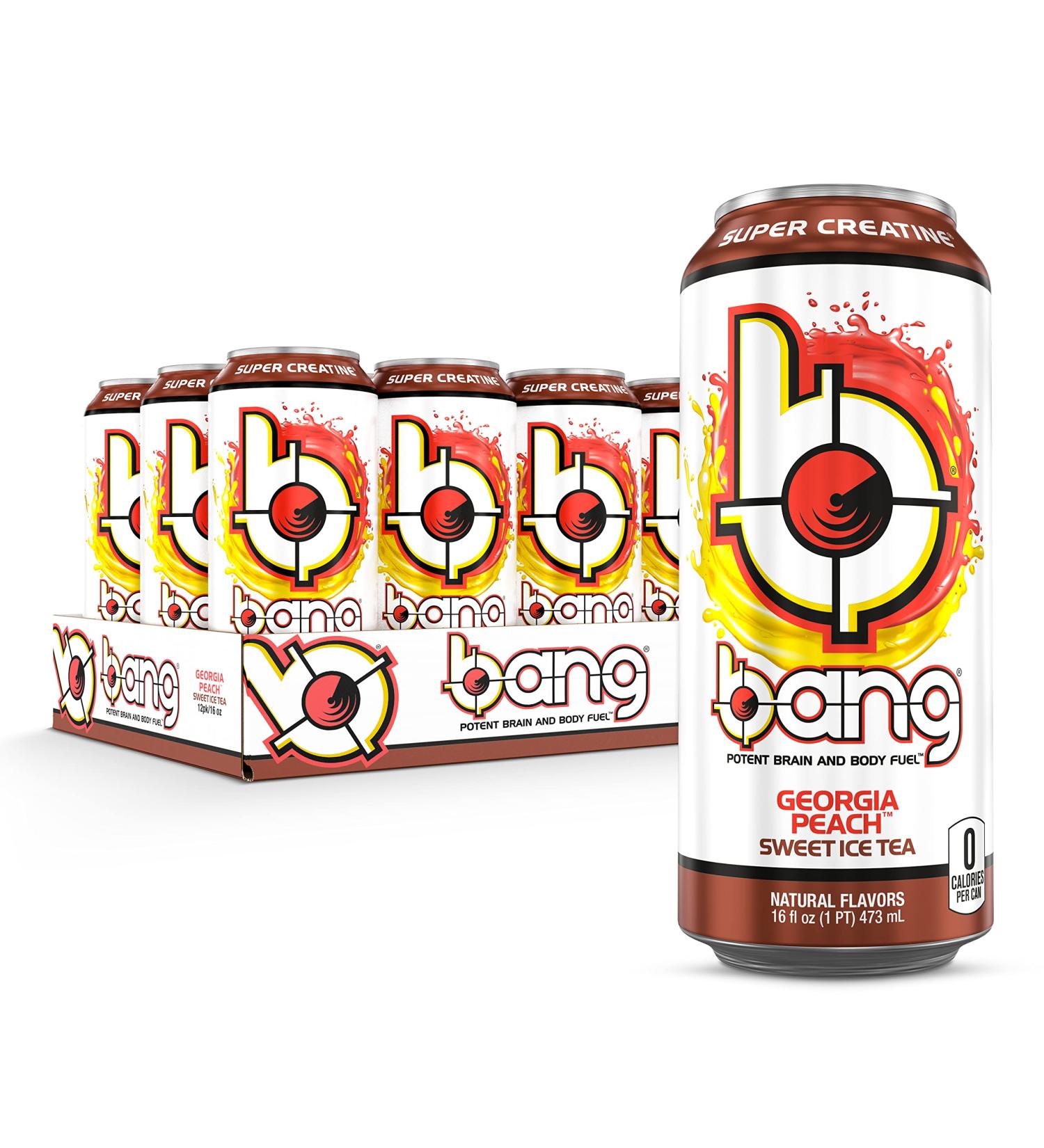 BANG Energy Drink Georgia Peach Sweet Tea 16 Fl Oz - Pack of 12 - Buy Online on GoSupps.com
