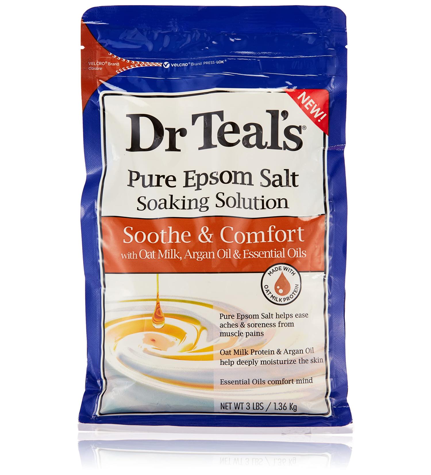 Dr Teal's Pure Epsom Salt Soothe & Comfort 3lbs - Oat Milk & Argan Oil - Buy Online on GoSupps.com