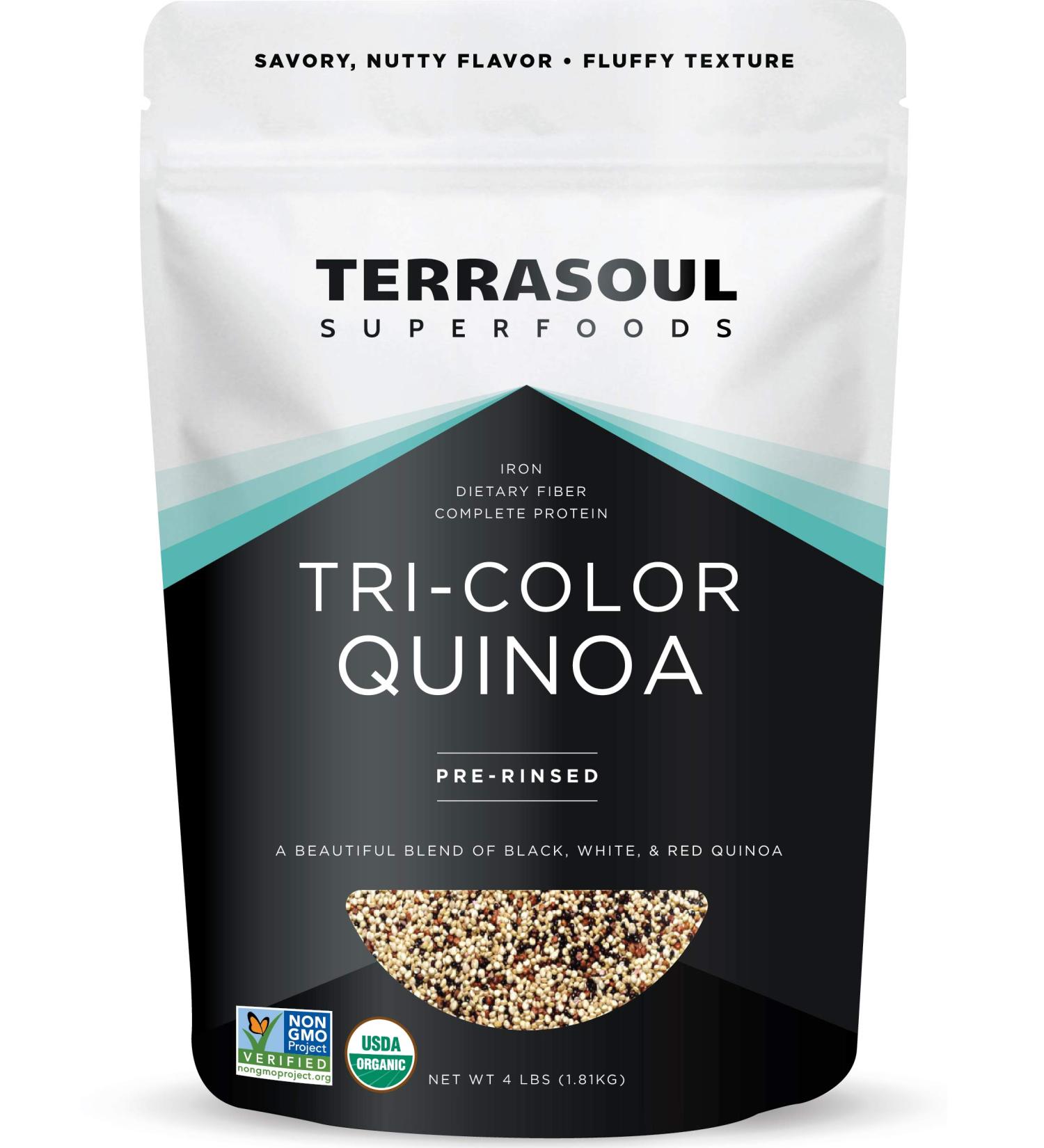Terrasoul Superfoods Organic Tri-Colored Quinoa 4 Lbs - Premium Quality Quinoa Blend - Buy Online on GoSupps.com
