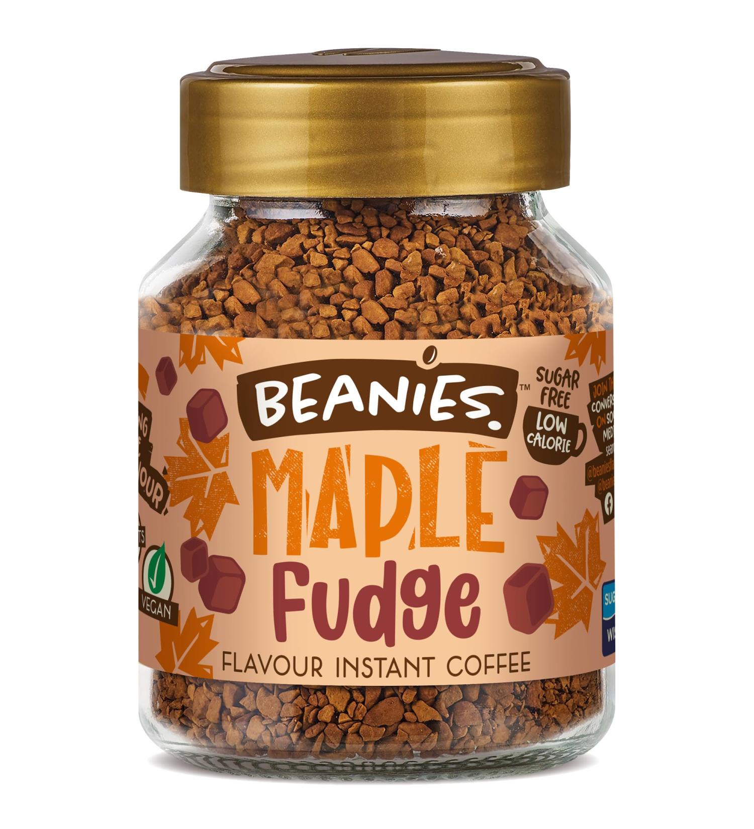 Beanies Flavoured Instant Coffee Jars: 6 x Maple Fudge (6 x 50g) - Buy Online on GoSupps.com