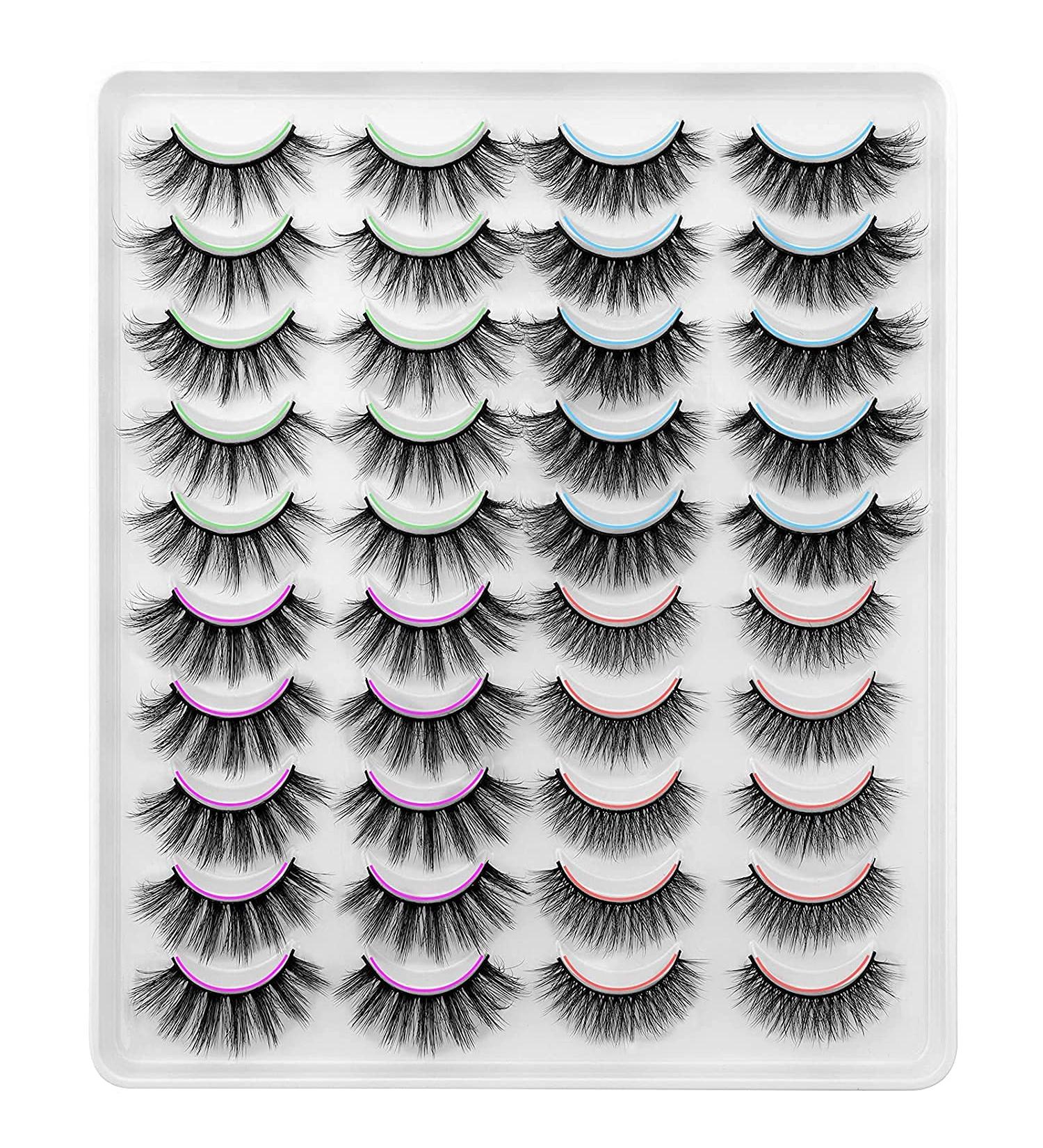Dysilk 20 Pairs 6D Mink False Eyelashes - Mixed Styles Self-Adhesive Fluffy Extensions (11mm-20mm) - Buy Online on GoSupps.com