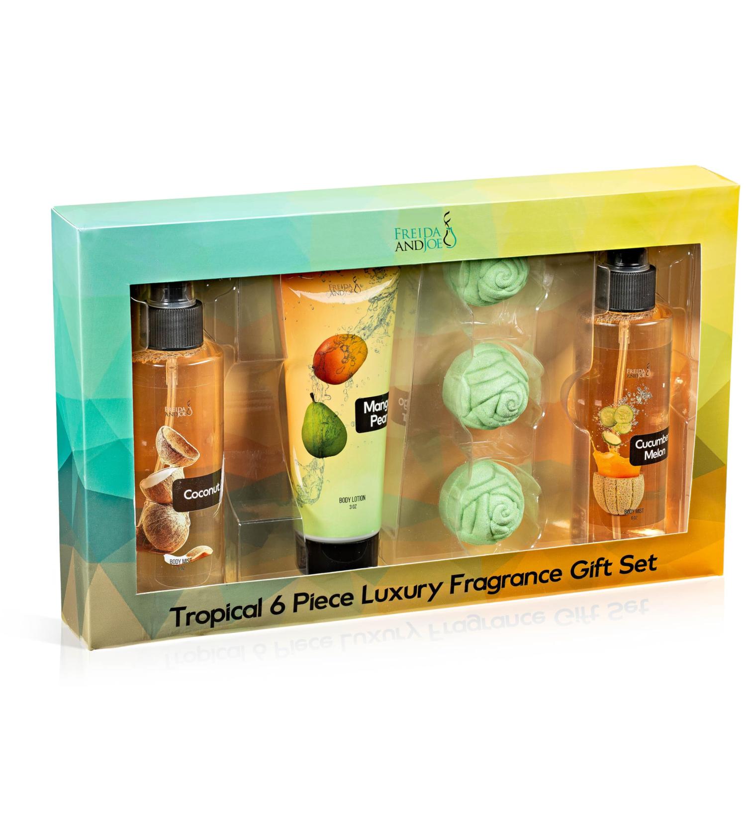 Fine Fragrance Body Mist & Body Splash Gift Set Luxury Self-Care Combo for Women and Girls (Coconut Cucumber Mango Pear w/ Bath Fizzer Bath Bomb) Valentines Gift for Women Coconut Cucumber Mango Pear w/ Bath Fizzer 6-piece - Buy Online on GoSupps.com