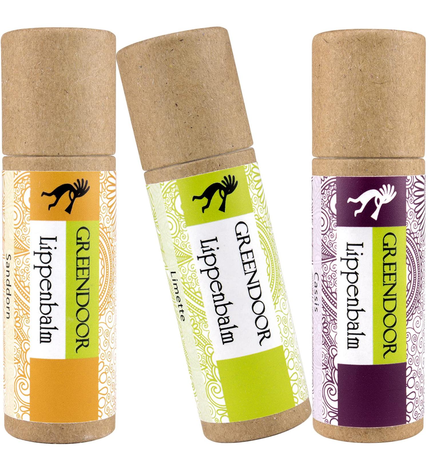 Greenendoor Lip Care Set - Nourishing Fruit Lip Balms with Organic Jojoba Oil | Plastic-Free Natural Cosmetics - Buy Online on GoSupps.com
