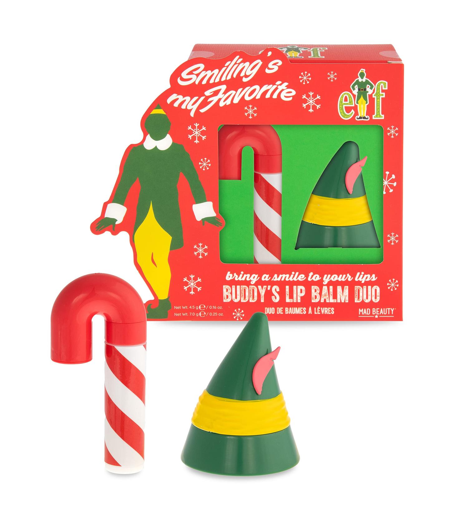 MAD BEAUTY Warner Bros Elf Lip Balm Duo, Candy Cane & Elf Hat, Sweet Fruity Fragrance, Moisturizing, Gift, Travel Size, Christmas, Holidays - Buy Online on GoSupps.com