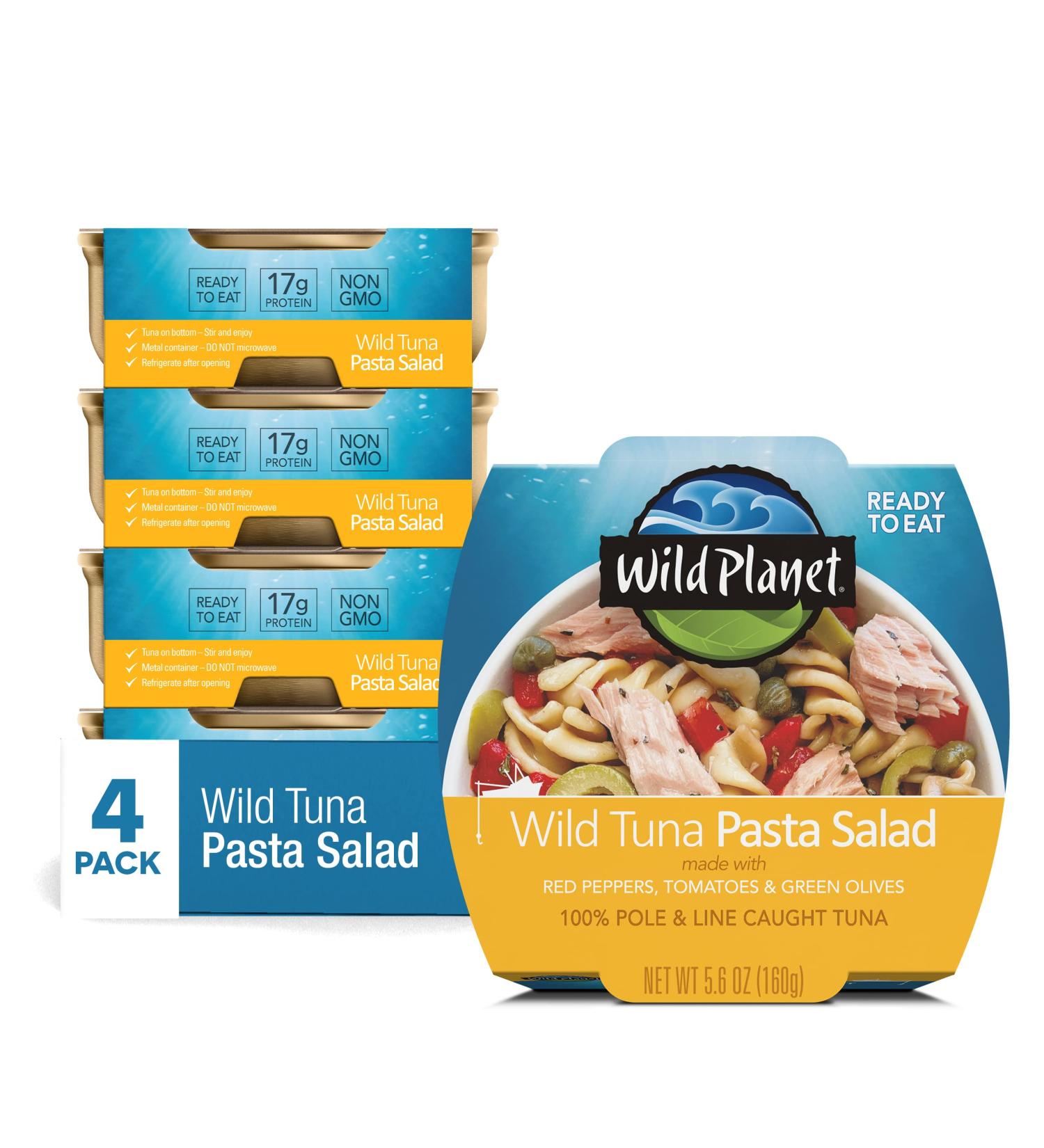 Wild Planet Ready-To-Eat Wild Tuna Pasta Salad with Organic Peppers, Tomatoes & Olives 5.6oz (Pack of 4) - Buy Online on GoSupps.com