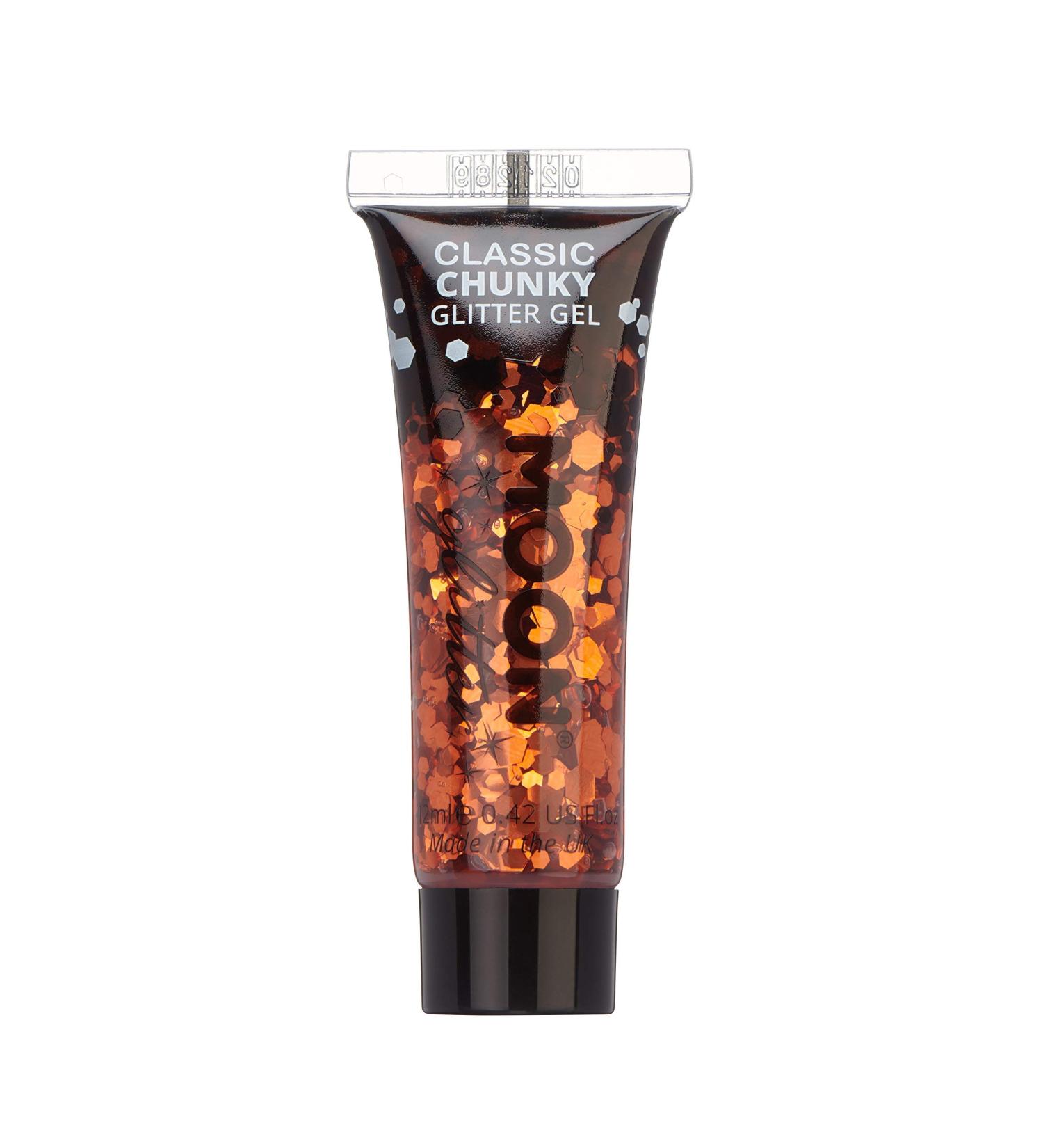 Moon Glitter Copper Bronze Chunky Glitter Gel - 12ml | Face & Body Cosmetics for Festivals - Face Paint, Body Art, Hair, Nails - Buy Online on GoSupps.com