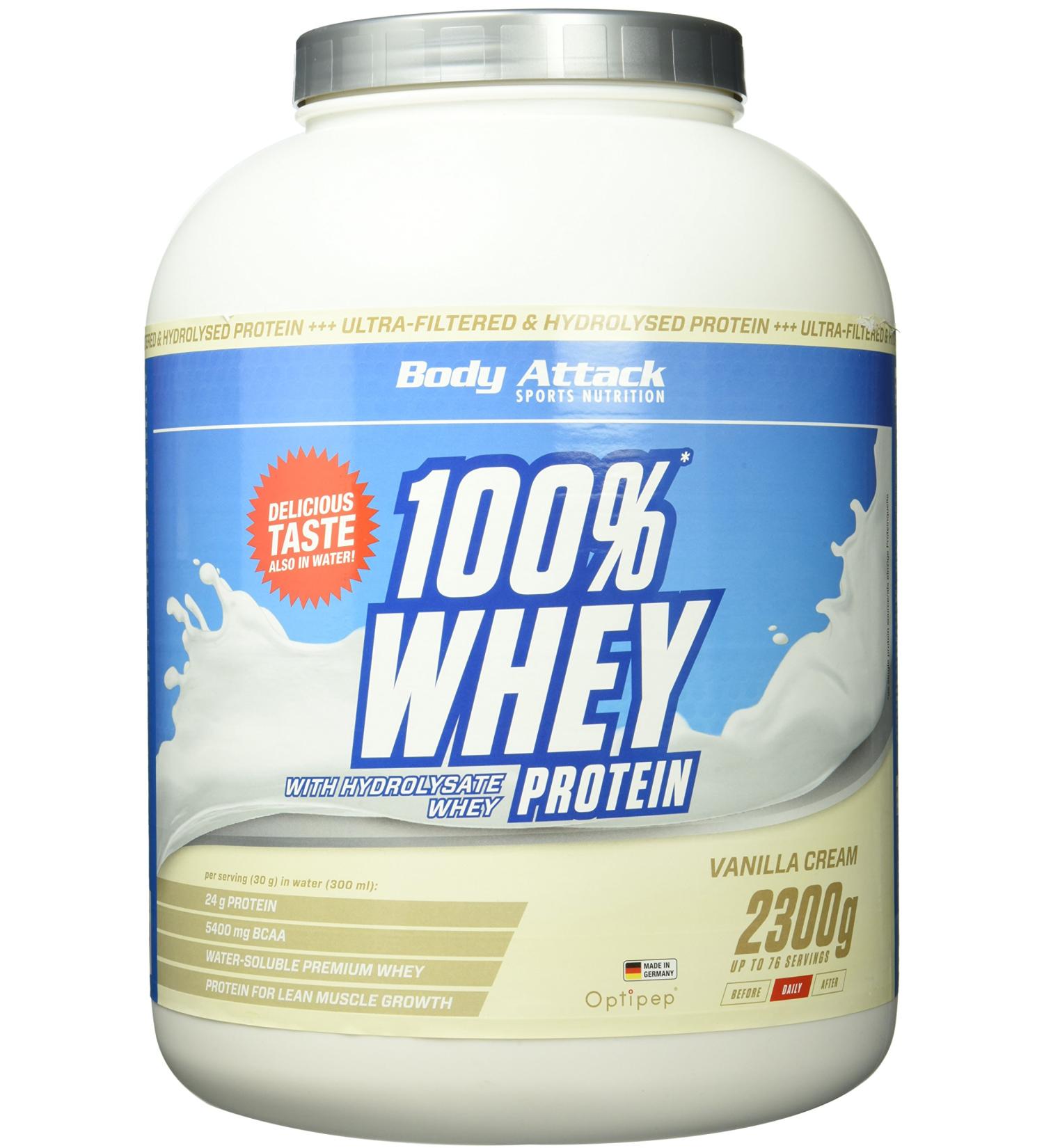 Body Attack 100% Whey Protein Vanilla - 2300g | Premium Protein Powder for Muscle Growth & Recovery - International Shipping Available - Buy Online on GoSupps.com
