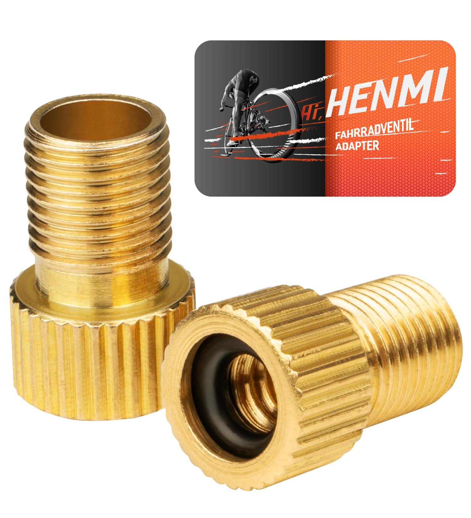 Henmi Bicycle Valve Adapter 2 Series - DV SV to AV | French Valve & Autoventile Adapter | Compatible with Sclaverand & Dunlop - International Shipping - Buy Online on GoSupps.com