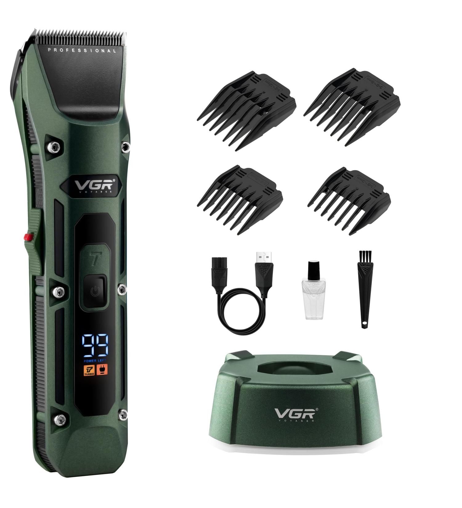 VGR Hair Clippers Men - Professional Barber Electric Beard Trimmer with Ceramic Blades - Turbo Boost - 300 Minutes Battery - Cordless Rechargeable Grooming Kit for Head Haircut - Buy Online on GoSupps.com