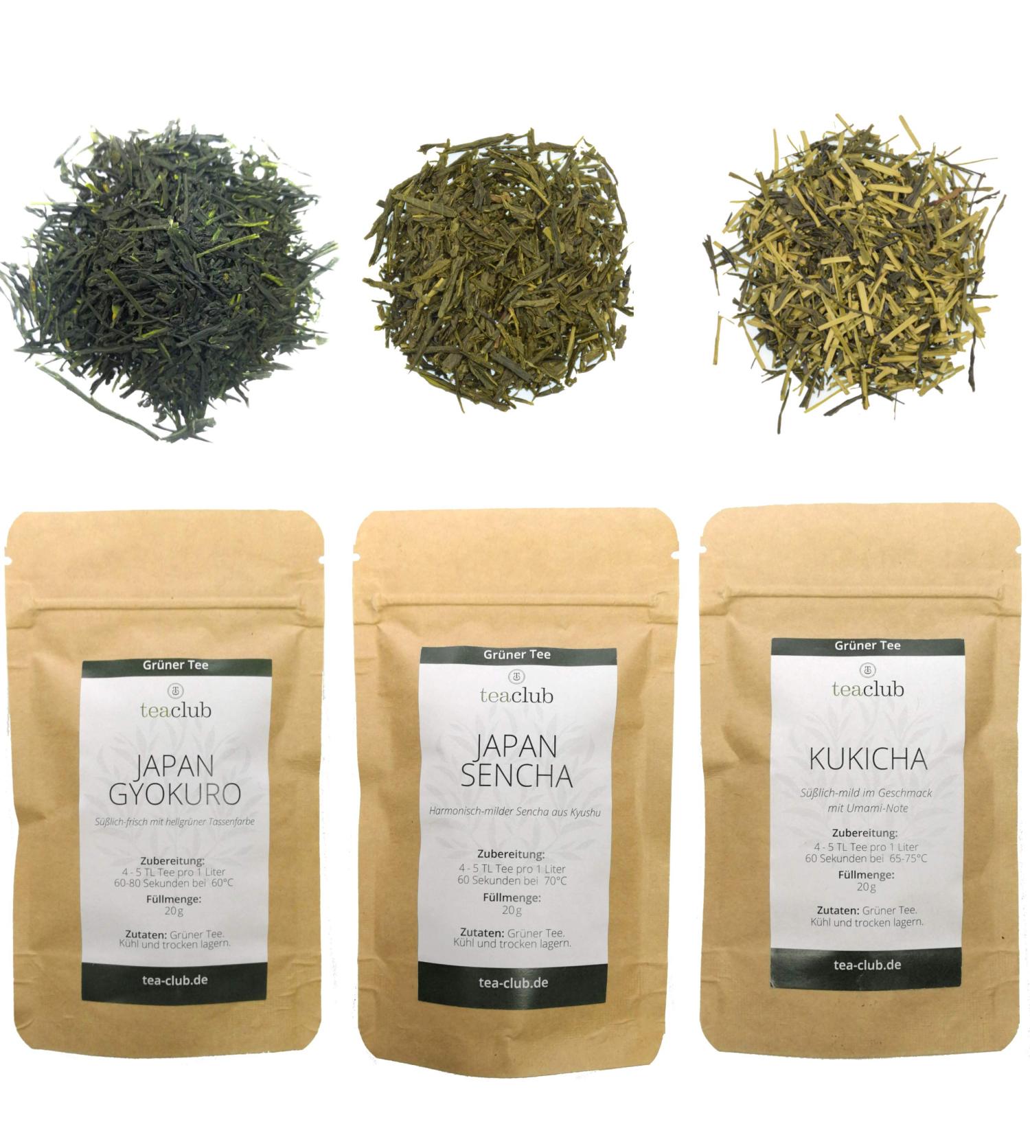 Japanese Green Tea Loose Test Gift Set - Premium Sencha Gyokuro & Kukicha (3x20g) | Teaclub - Buy Online on GoSupps.com