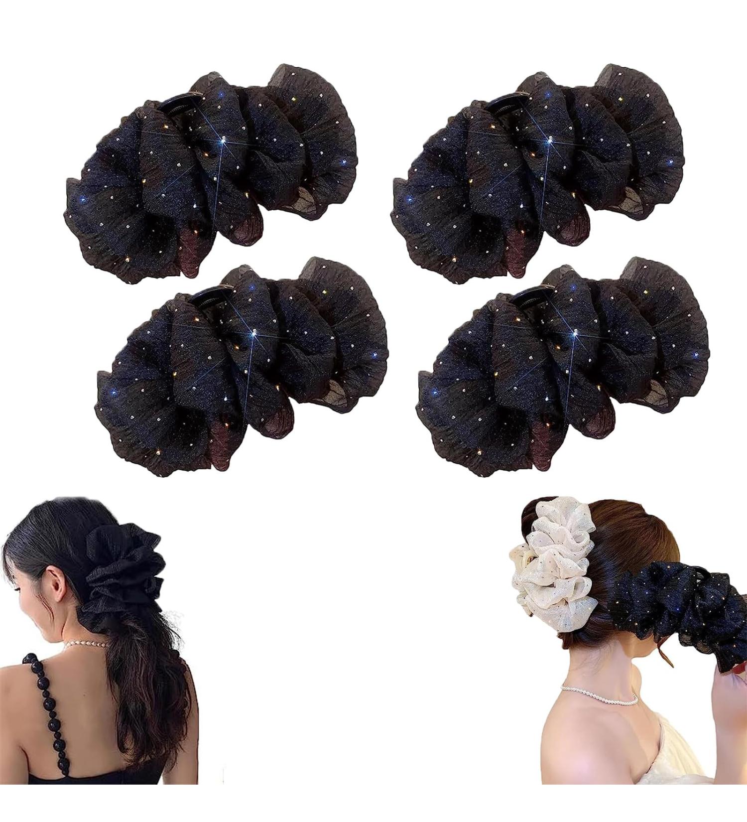 Bow Bubble Clip Large Mesh Bubble Bow Hair Jaw Clip Large Claw Clips for Thick Hair Elegant Hair Styling Accessories (Black 2 Set) Black 2 Set - Buy Online on GoSupps.com