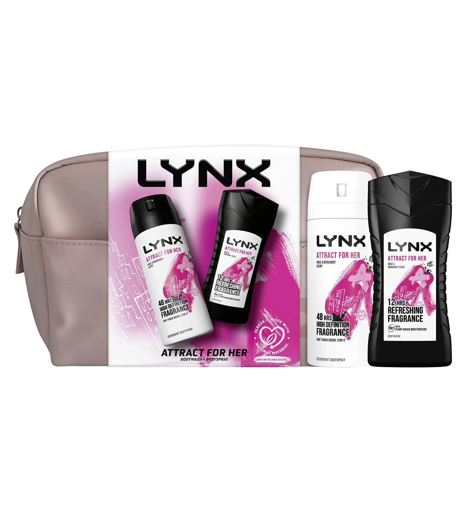 LYNX Attract for Her bodywash & body spray Washbag 2 piece Gift Set perfect for her daily routine - Buy Online on GoSupps.com