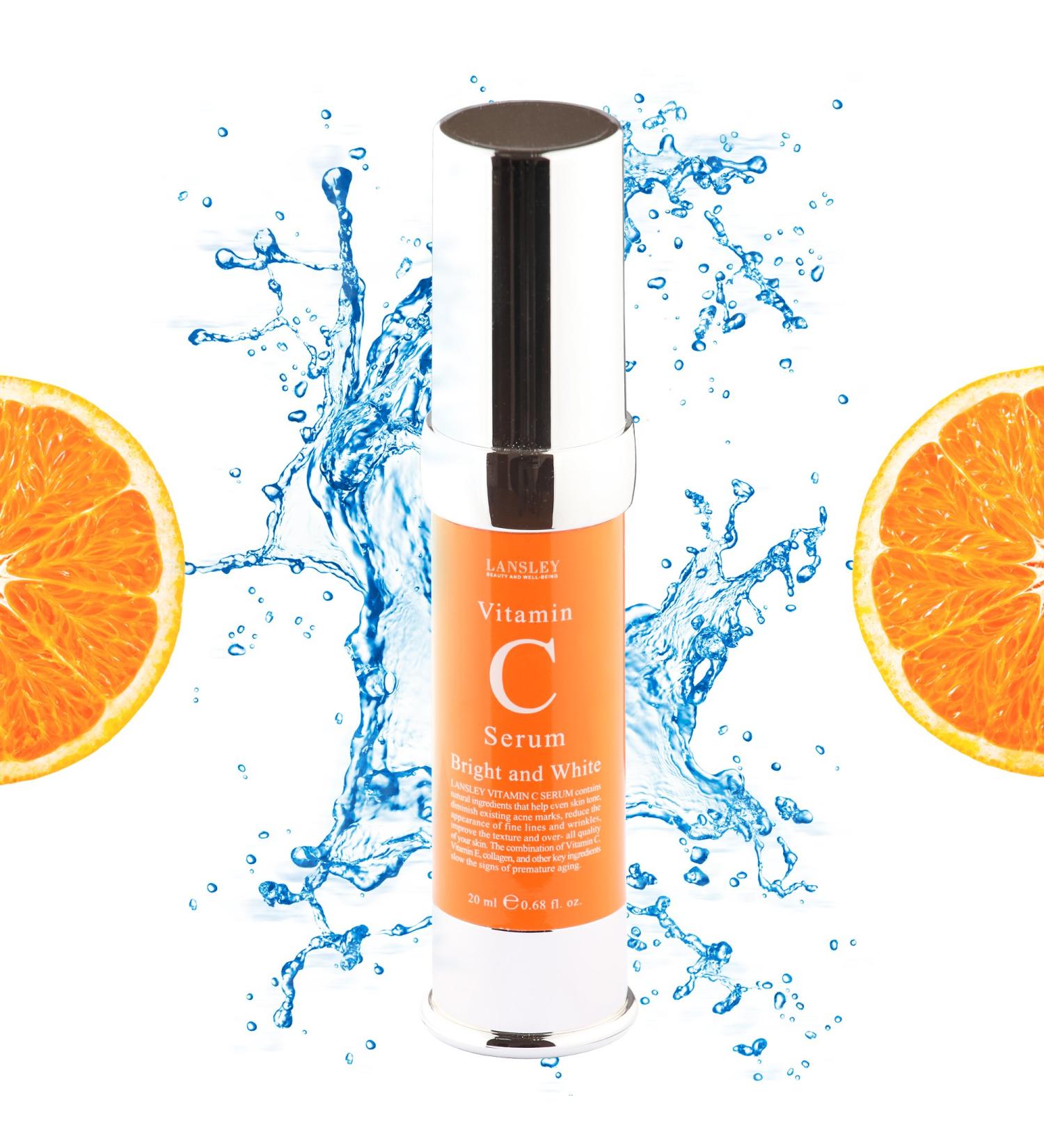 Lansley Natural Vitamin C Serum | Best Organic Korean Anti-Aging Serum for Acne Scars & Wrinkles | 20ml All Skin Types - Buy Online on GoSupps.com