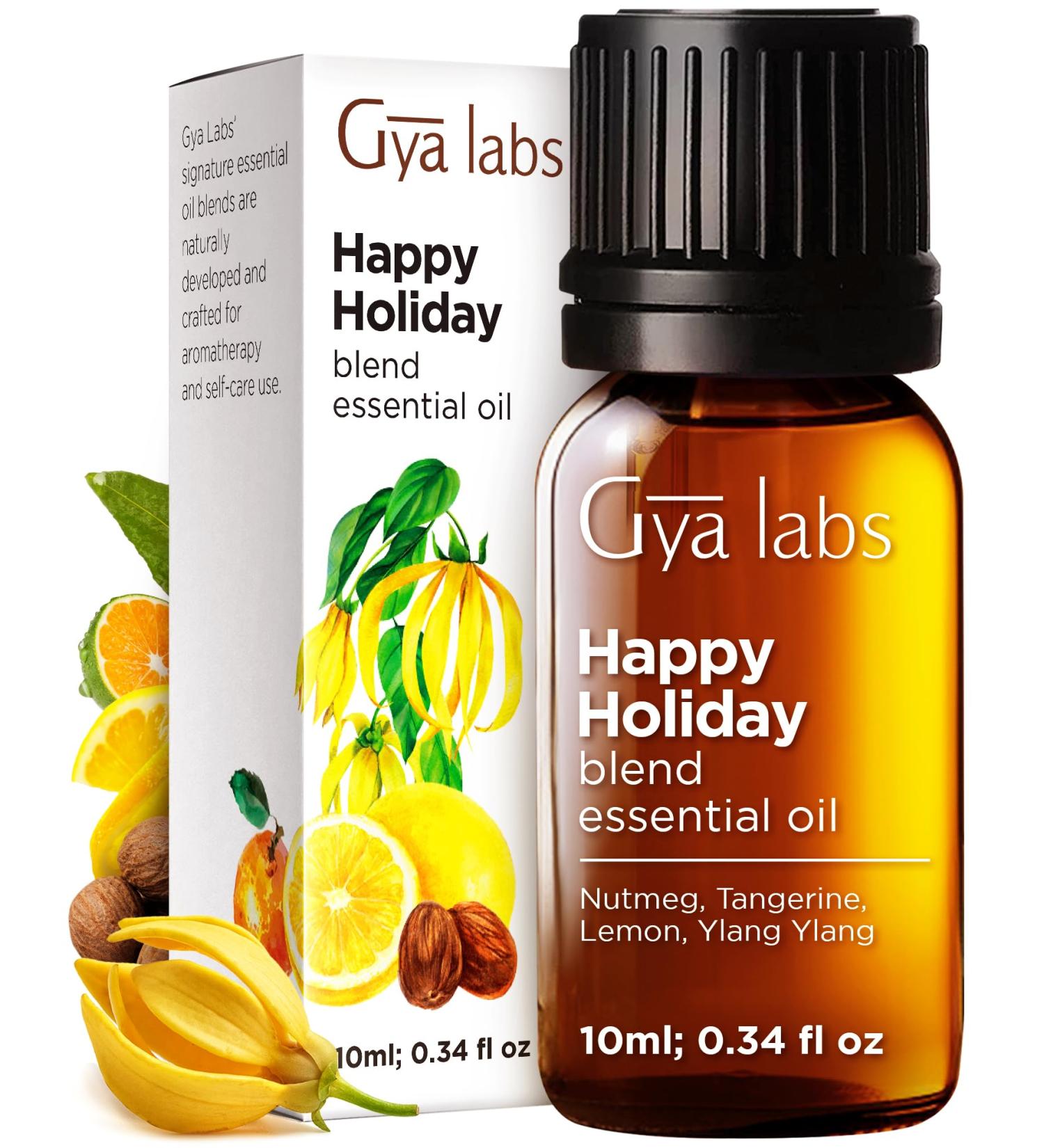 Gya Labs Happy Holiday Essential Oil Blend - Comforting & Uplifting, Festive Season Aromatherapy Oil (0.34 Fl Oz) - Buy Online on GoSupps.com