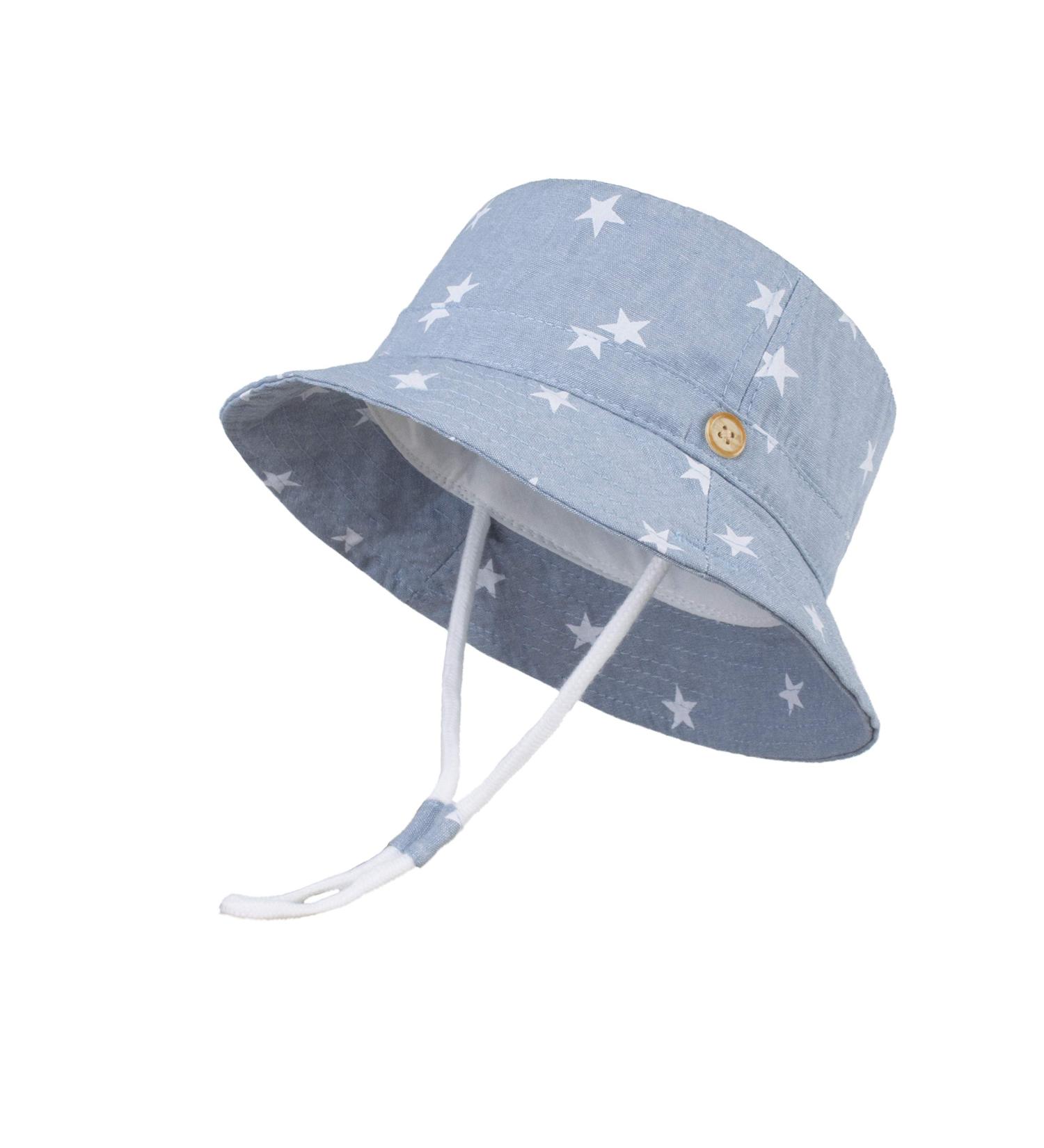 LANGZHEN Baby Girls Beach Sun Protection Hat - Adjustable Toddler Kids Hat with Chin Strap, Wide Brim Summer Play Hat - Light Blue Stars - 1-2 Years - Buy Online on GoSupps.com